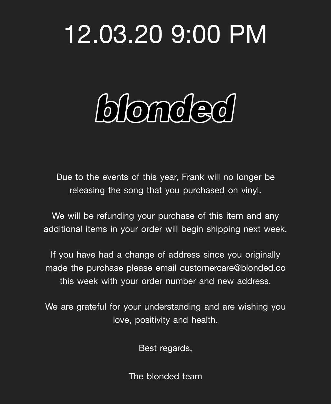 Frank Ocean refunds “Little Demon” orders due to COVID-related issues