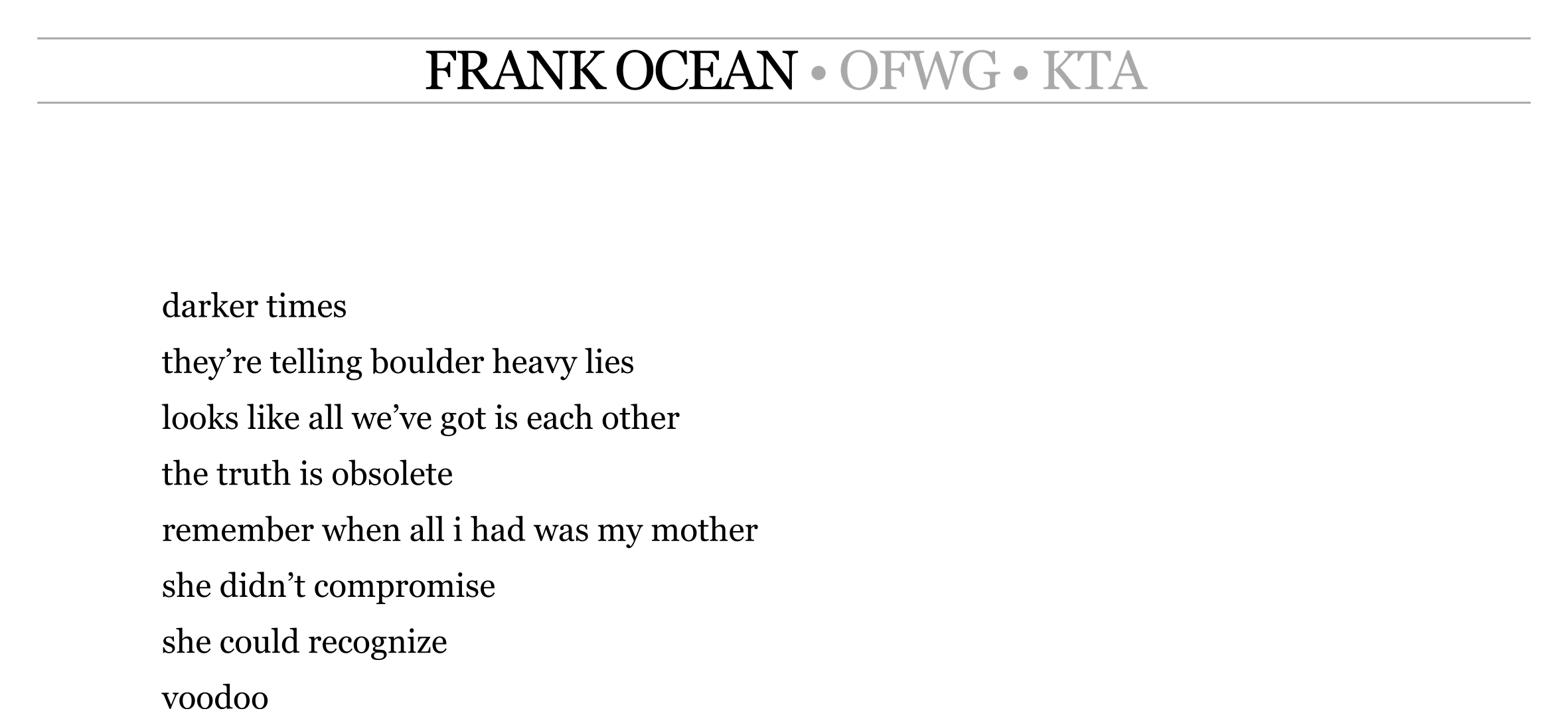 Frank Ocean - OFWG - KTA