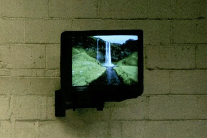Excerpt of TV with video of waterfall.