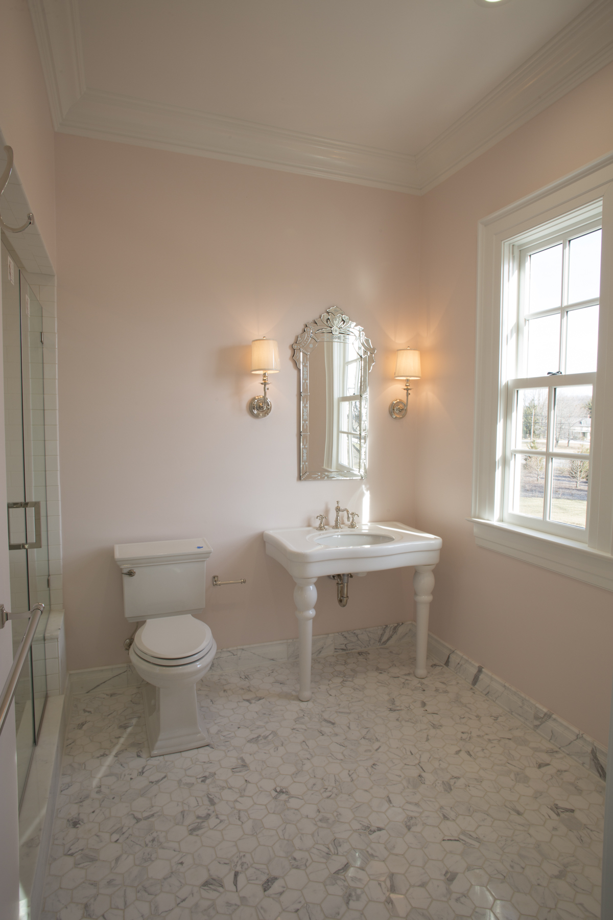 MOBAC Bathroom Renovation Powder room marble flooring .jpg