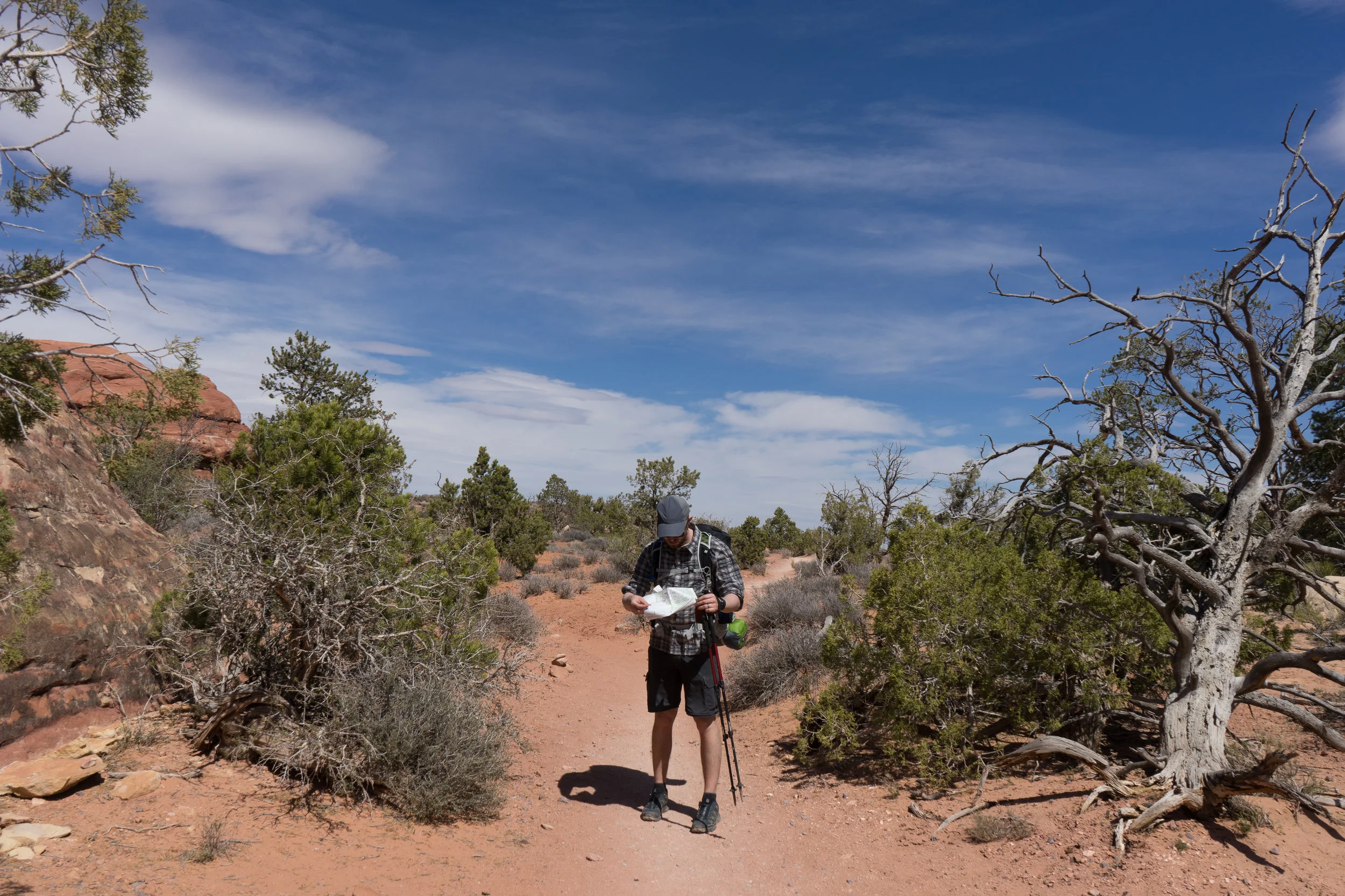 Checking the maps within the first 10 minutes of the hike