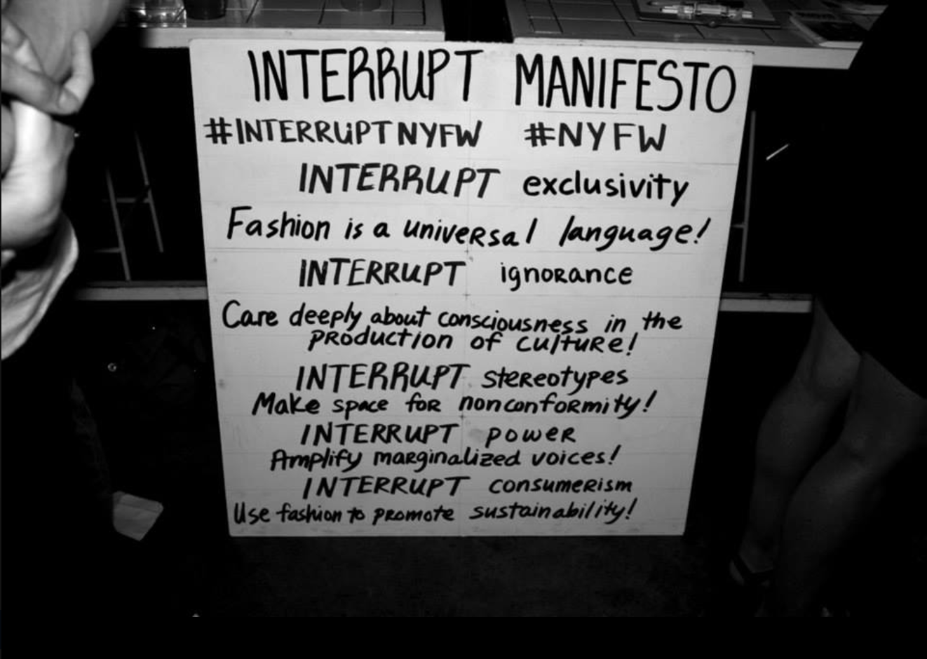  On the first day of Fashion Week, we hosted an #InterruptNYFW party in Chelsea, sponsored by Milagro Tequila, Modelo, and Cafe Presidente. Attendance over 200+ with a mixed crowd of models, fashion week attendees, local artists, musicians, and activ