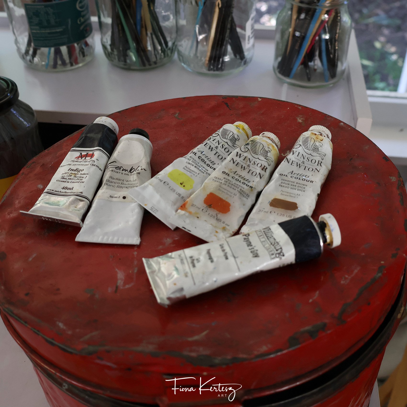 My oil paints and inherited paint tin from my mother