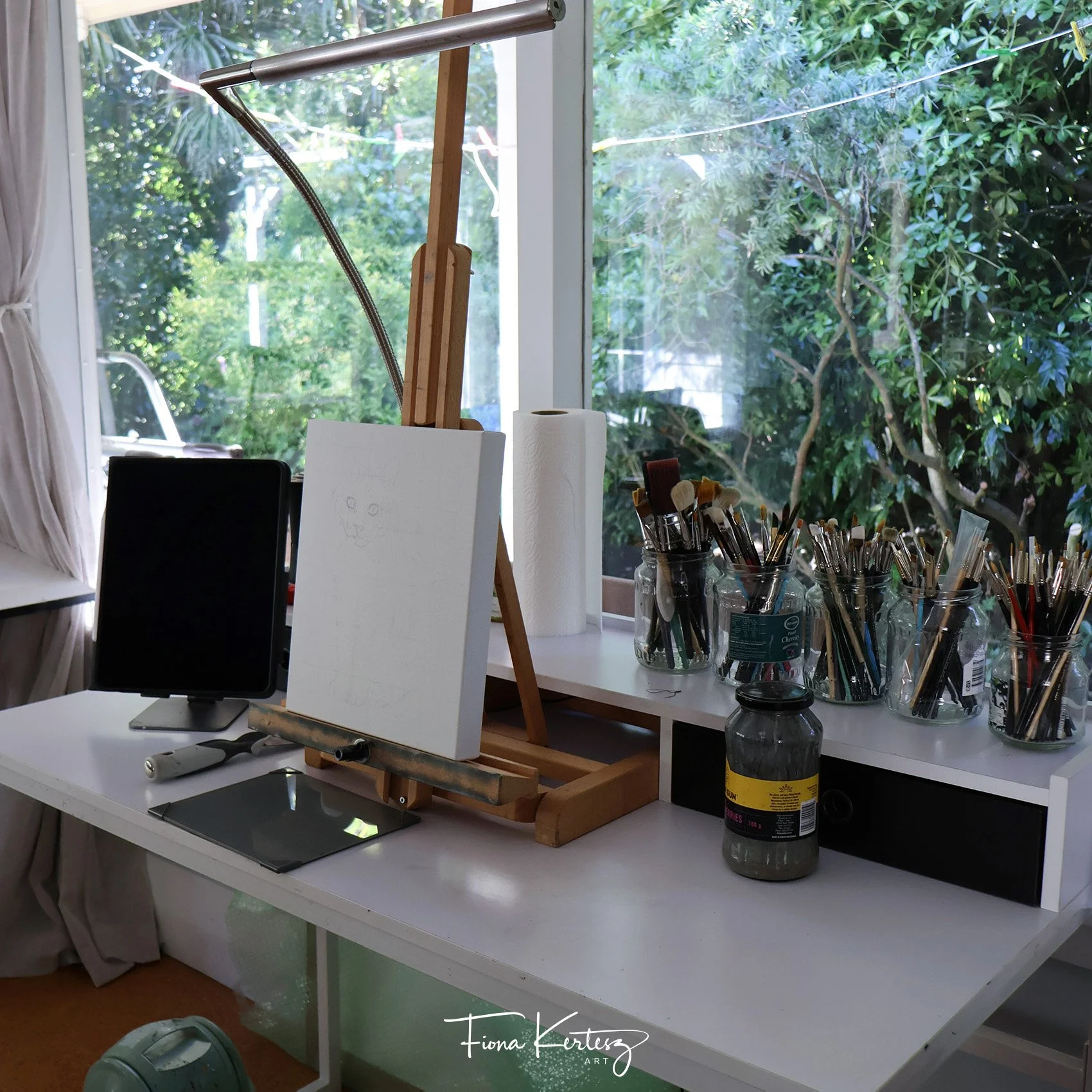 My painting desk and desk easel