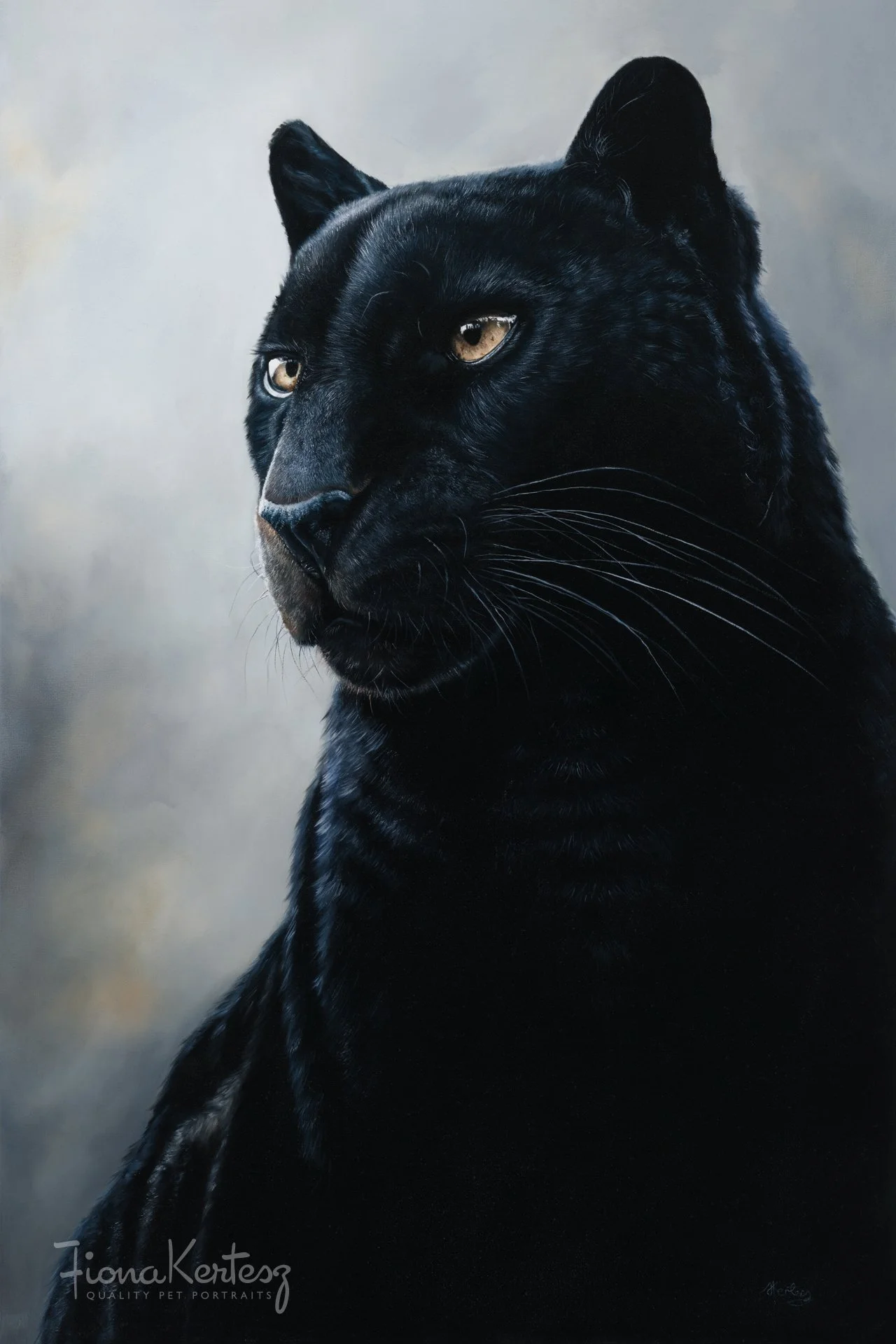 Midnight Sentinel - Black Panther - Original Oil on Canvas Painting