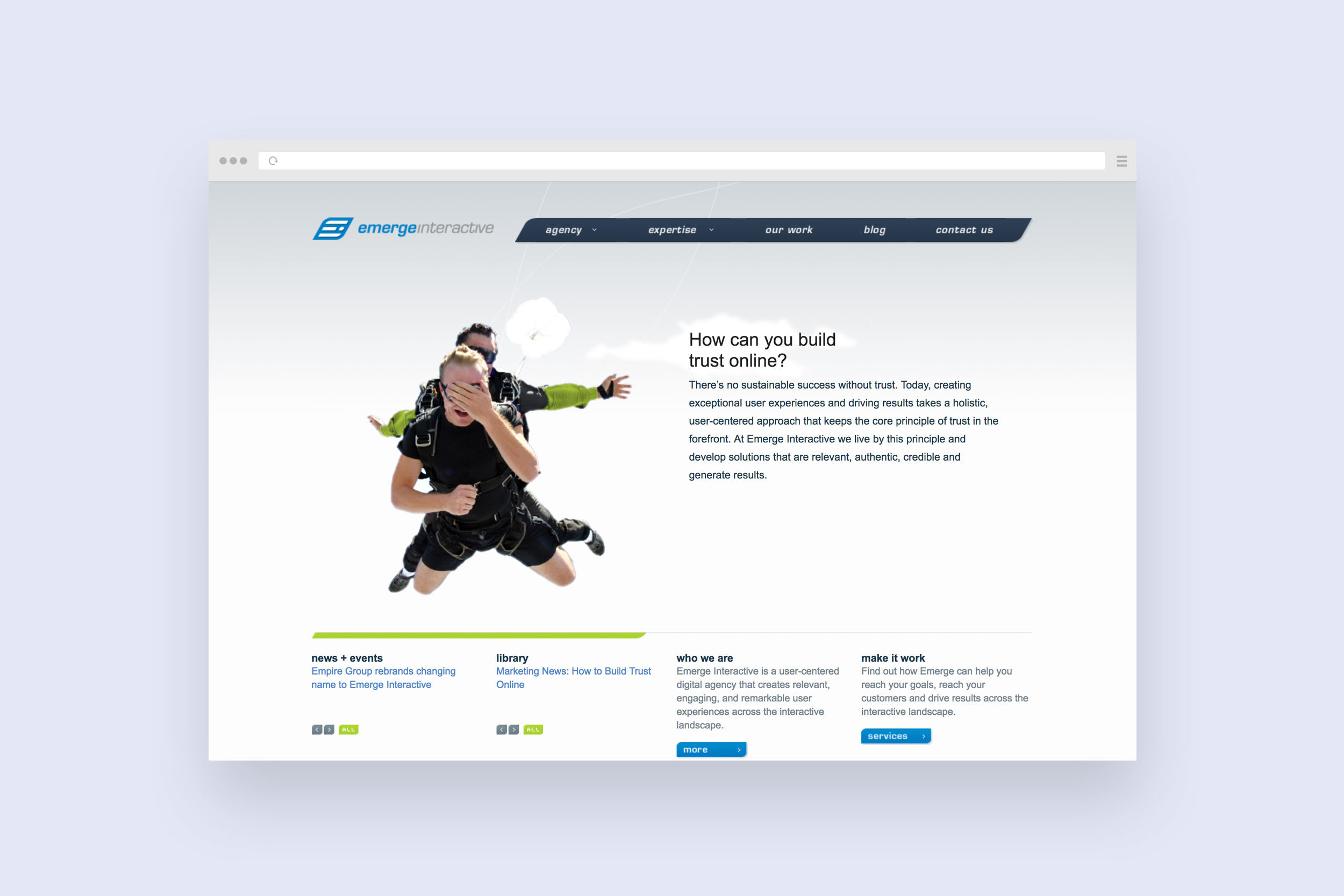 The above image is a snapshot of the old Emerge Interactive brand.