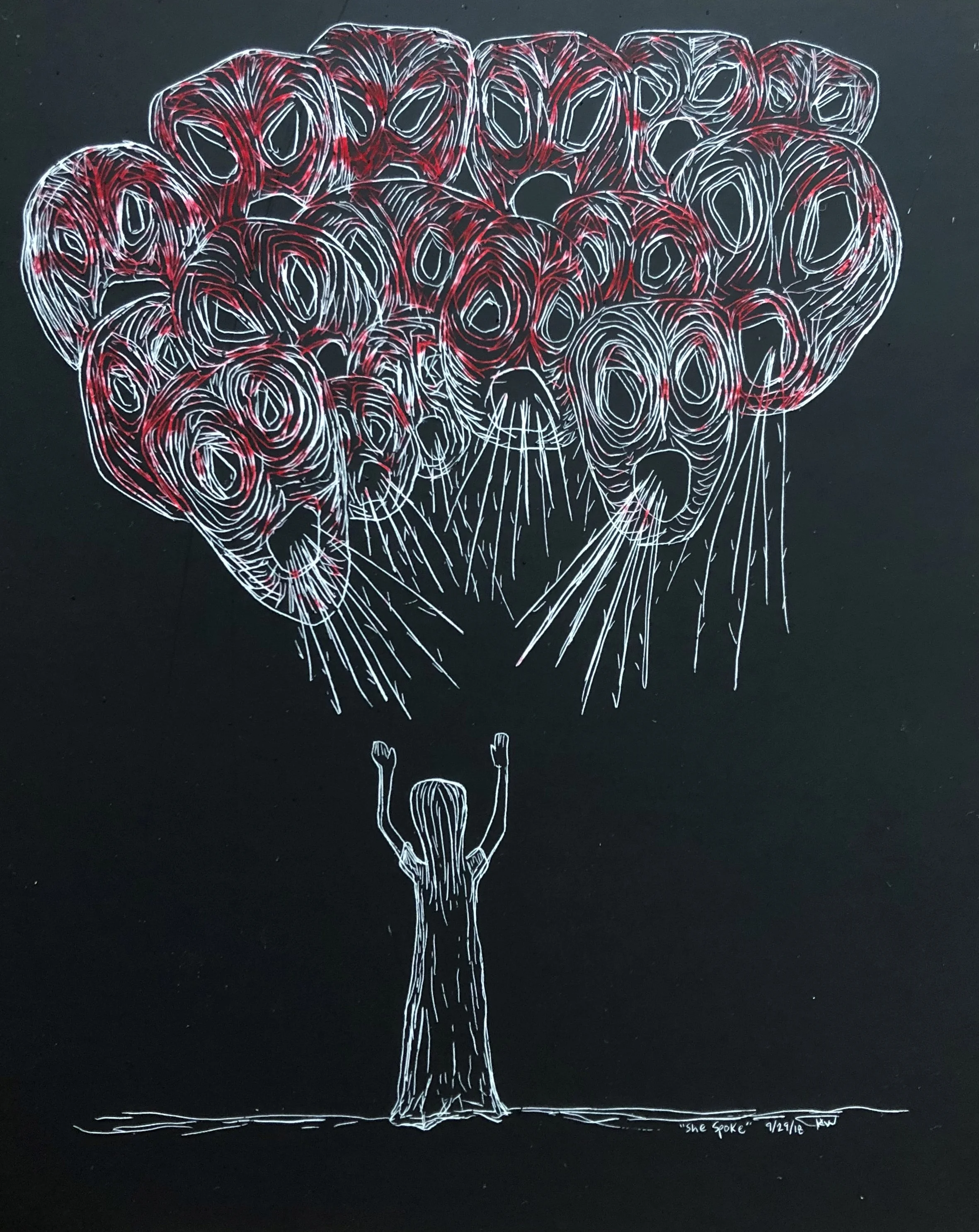 She Spoke, 2018 5” x 6” They screamed so no one could hear.