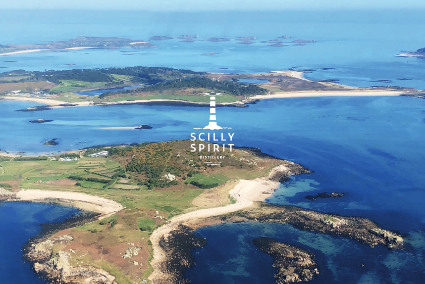 Aerial shot of the islands of Isles of Scilly