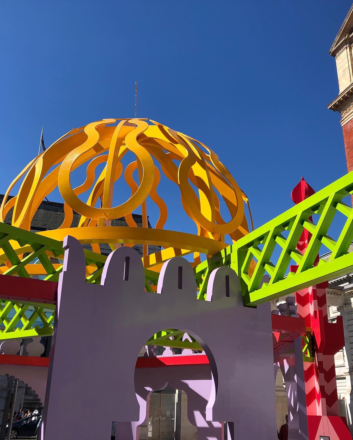 Ramadan Pavilion | absolutely gorgeous in the sunlight, tiny friend walked(!) all the way round it and then tried to eat a book at the museum shop. So we have a new book about shapes. 
- - -
Lovely to see and explore this colourful, joyful pavilion p