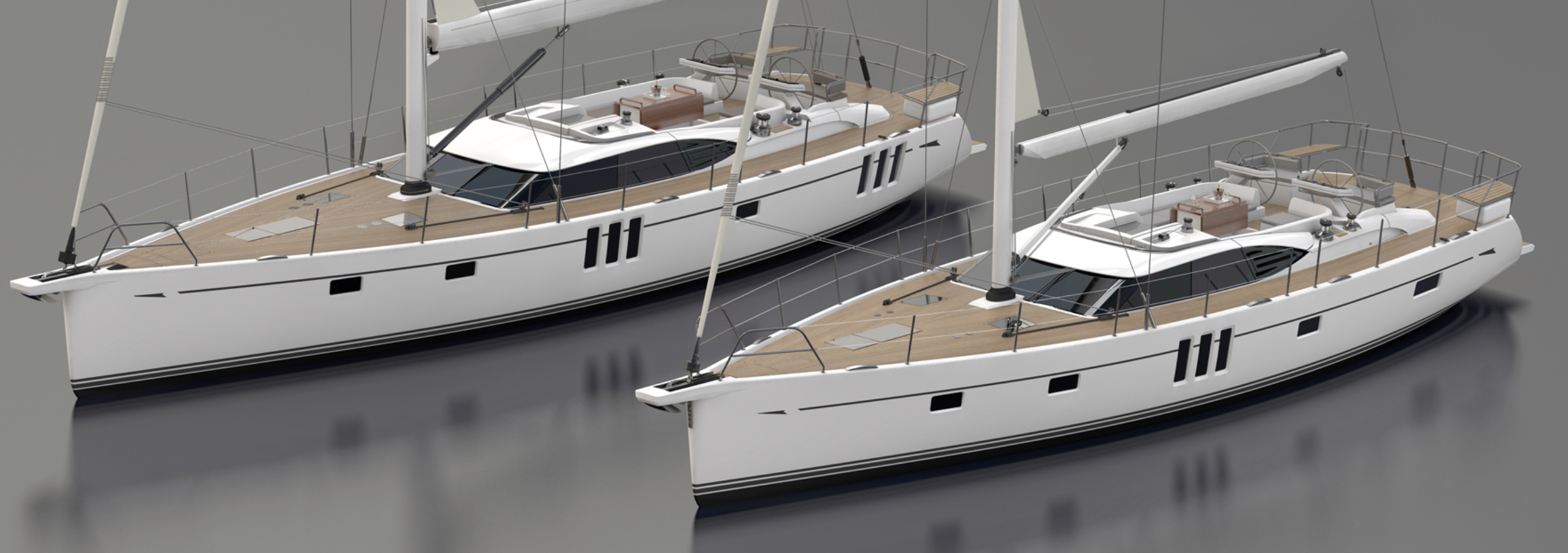 Oyster 565 and 595 - a little more better. Illustrations by: Oyster Yachts.