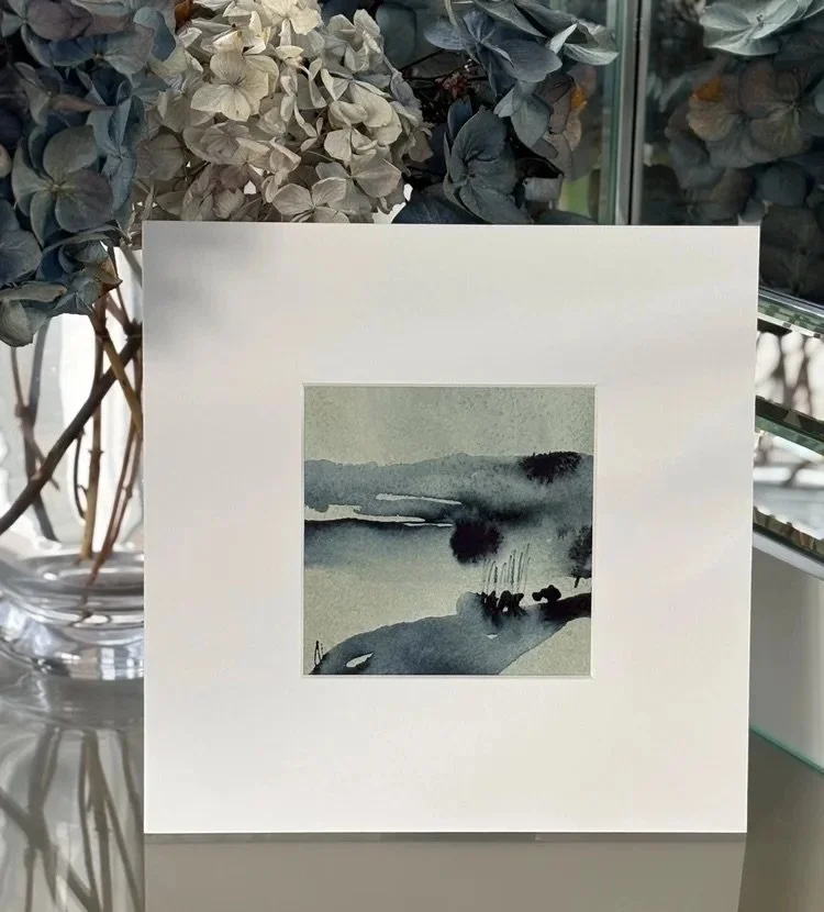 Quiet Tide has found a new home 🏠 

There are only two originals left - please swipe left to see Ebb and Still Water. 

Calm, coastal-inspired paintings in watercolour ink/mixed media as a 5 x 5 inch piece in a 10 x 10 mount, ready to frame and perf