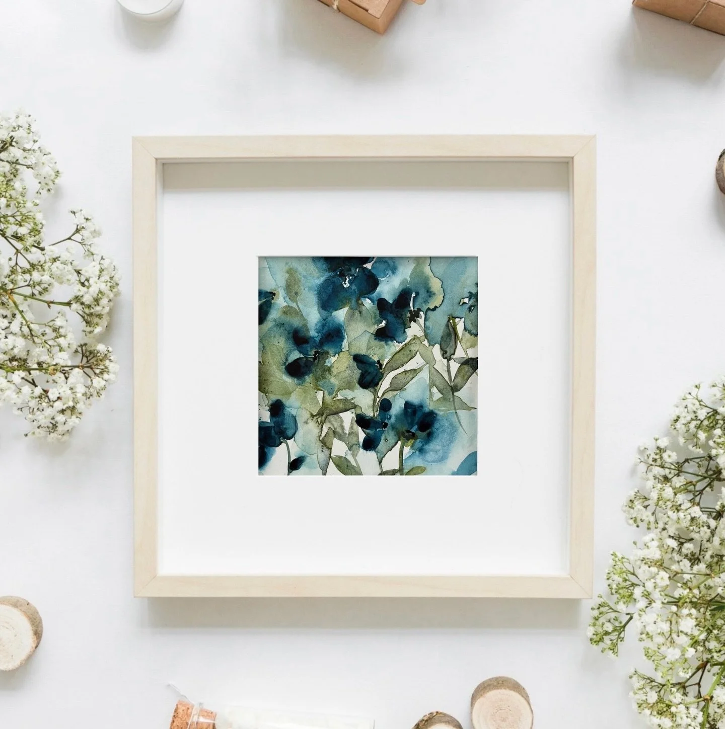 Into the Blue 💙

Into the Blue invites the eye to wander.

Layers of colour drift and overlap, echoing the rhythms found in water, sky and landscape. As transparent washes settled across the paper, shapes emerged and dissolved, creating a sense of m