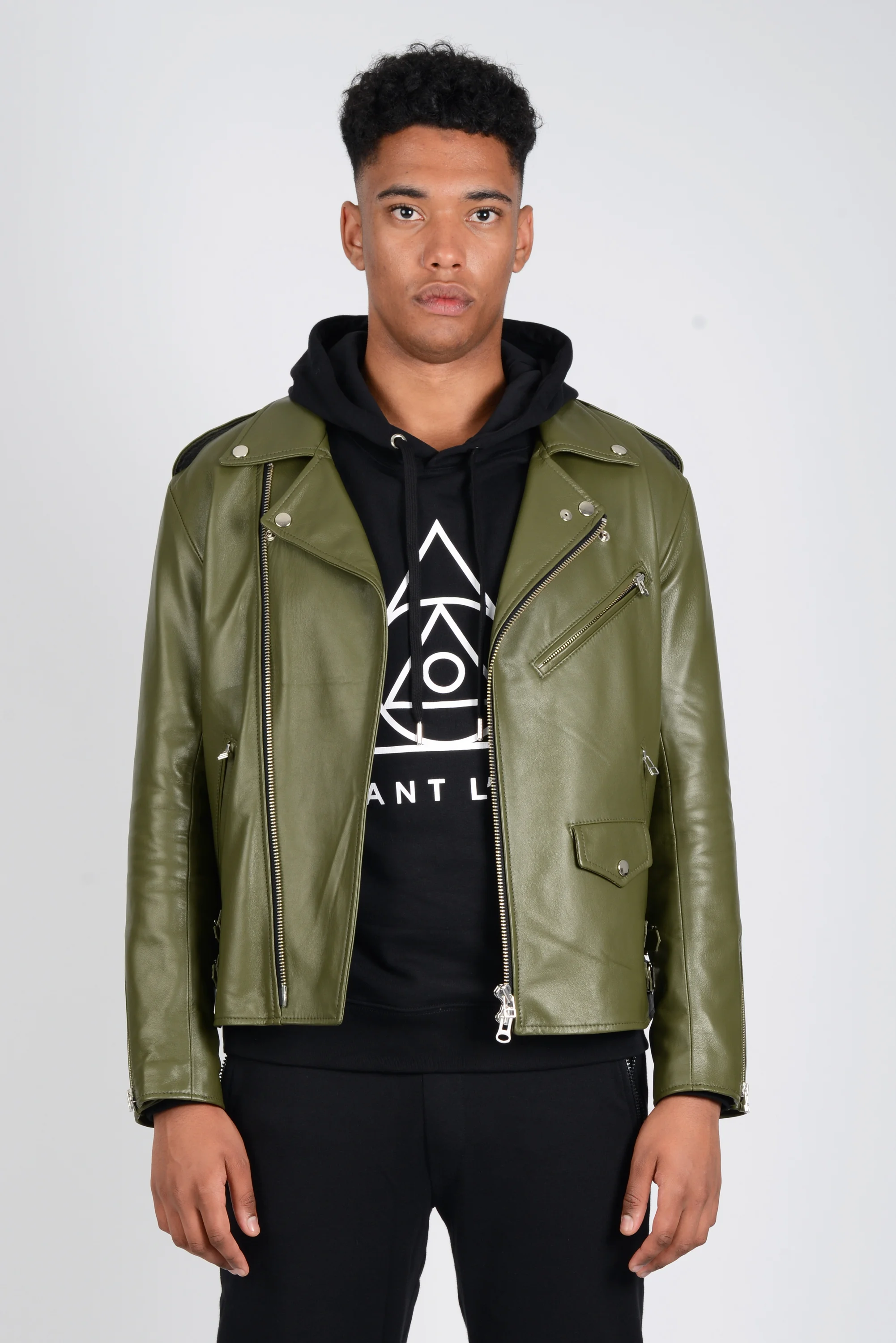 olive green motorcycle jacket