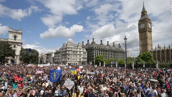 Brexit protest in London. Image courtesy of CNN. 