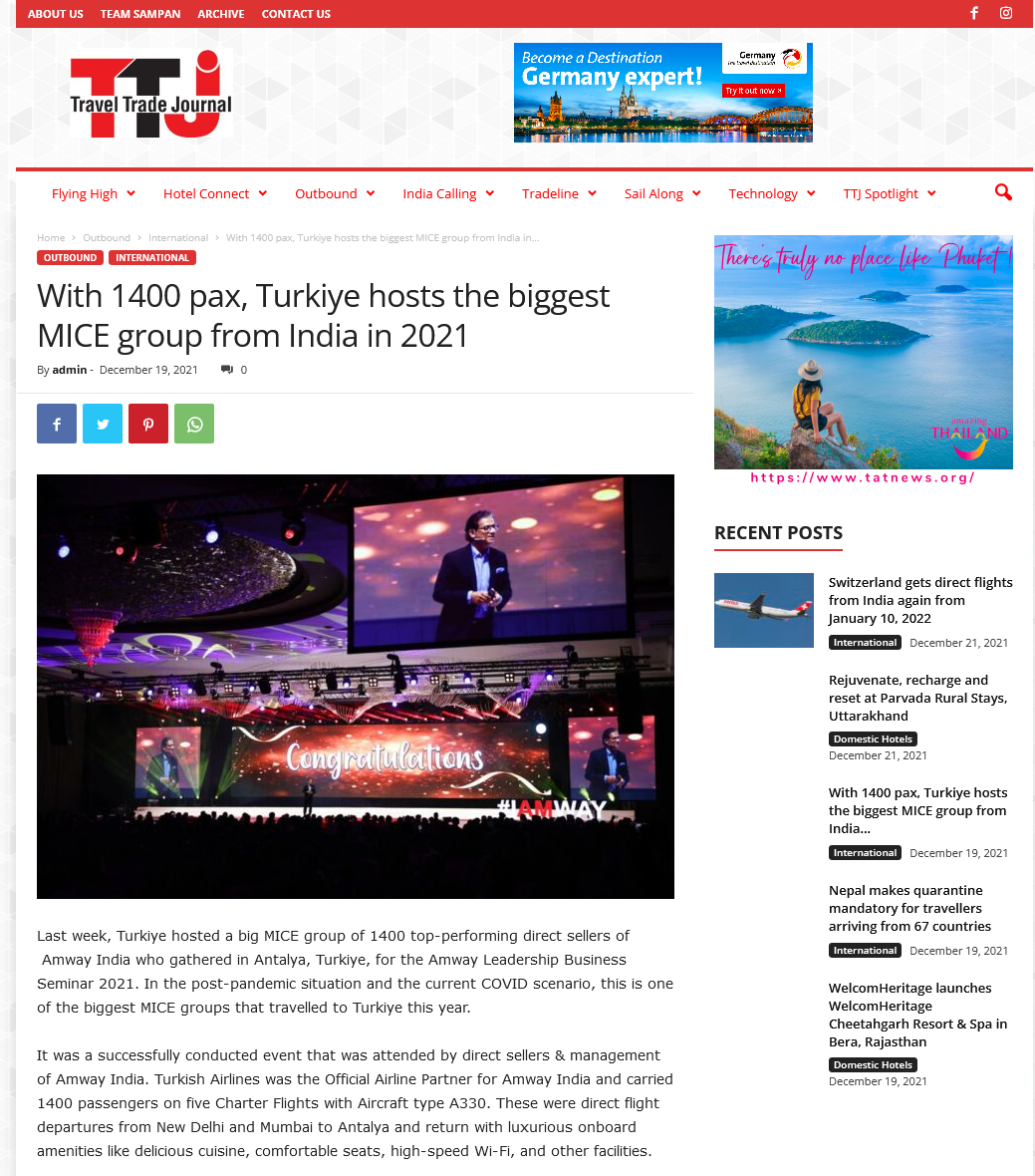 With 1400 pax, Turkiye hosts the biggest MICE group from India in 2021
