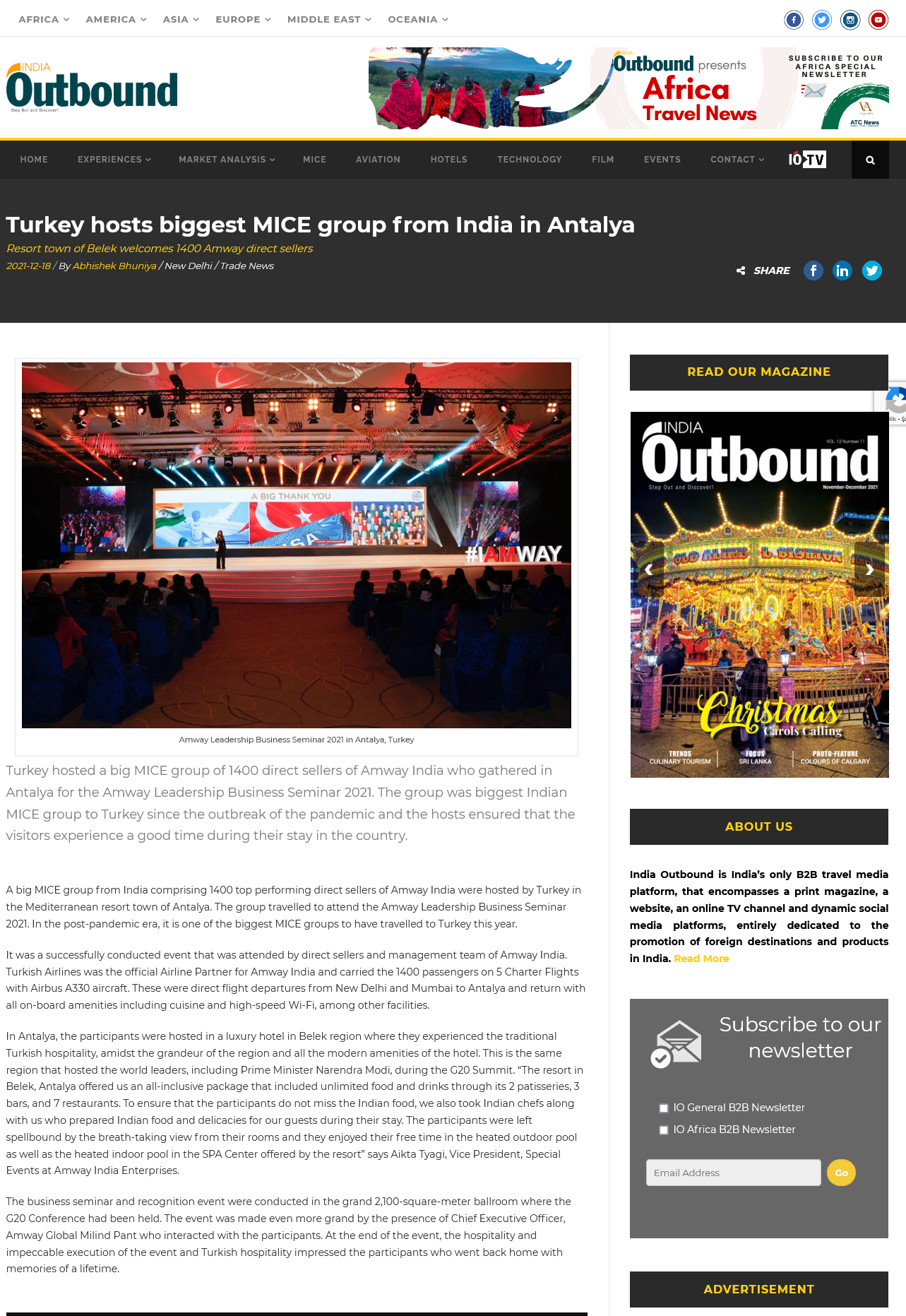 Turkey hosts biggest MICE group from India in Antalya