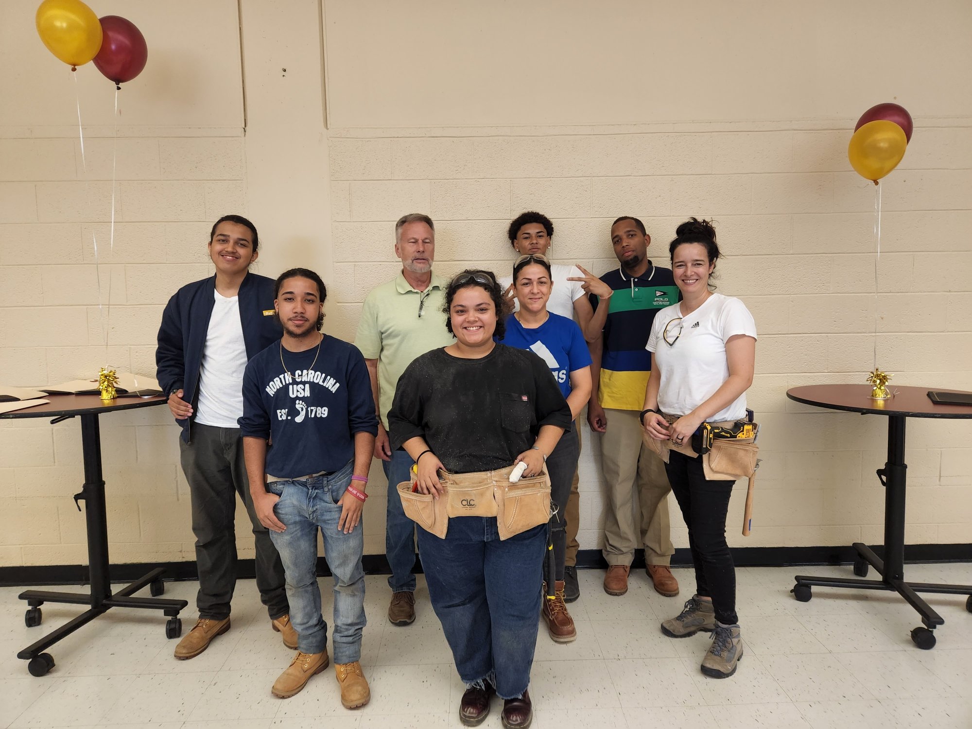 Carpentry students with Instructor Mark Whittier
