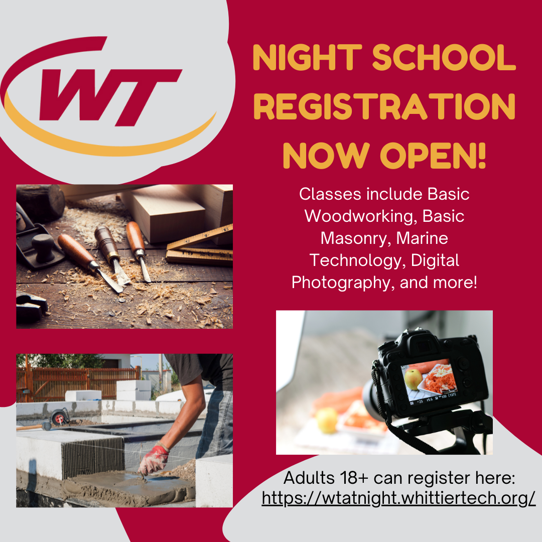 Whittier Tech Night School Spring Registration is Now Open — Whittier Tech