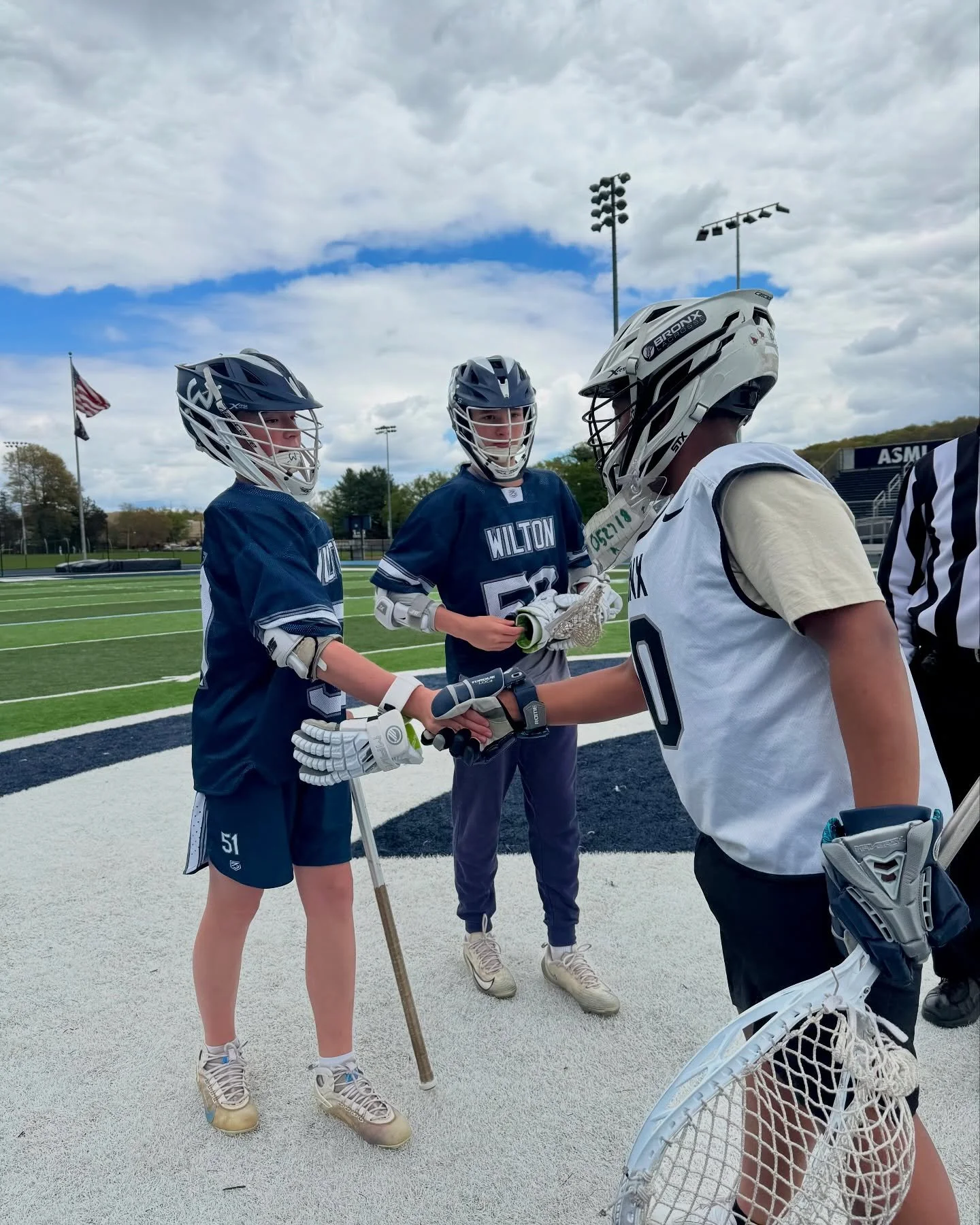 Captain, emotional leader, and brick wall in between the pipes, Prince shares a handshake with the Captains of Wilton before an incredible game of lacrosse this past Sunday.

Coming to Wilton is consistently one of our best trips of the year. Thank y