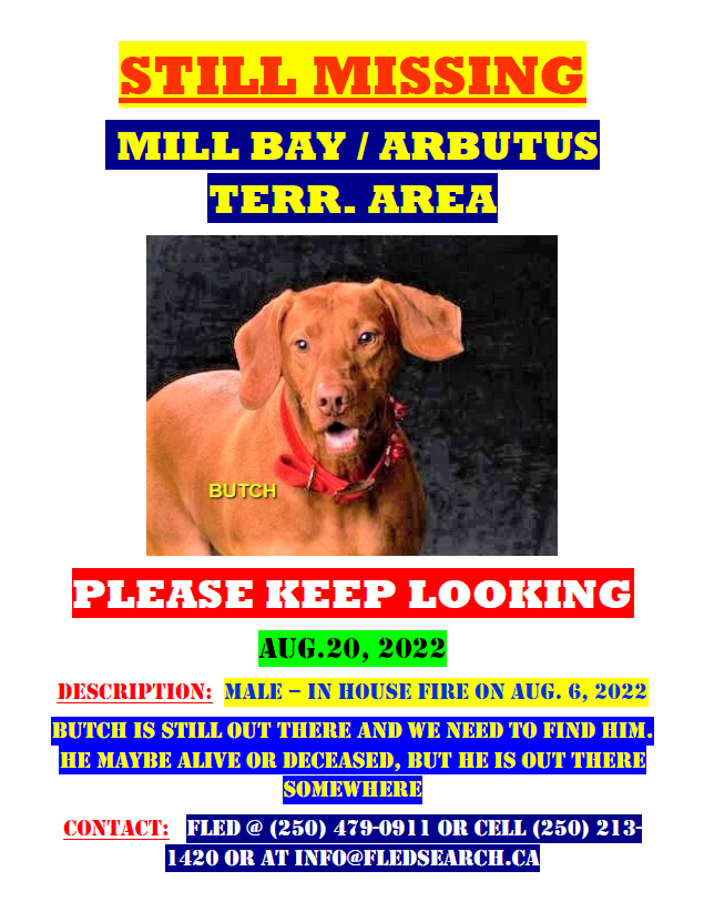 OVER THE RAINBOW BRIDGE - MILL BAY BC. / RIP BUTCH / AUG 22, 2022  UPDATE NOW THE FAMILY CAN START TO HEAL