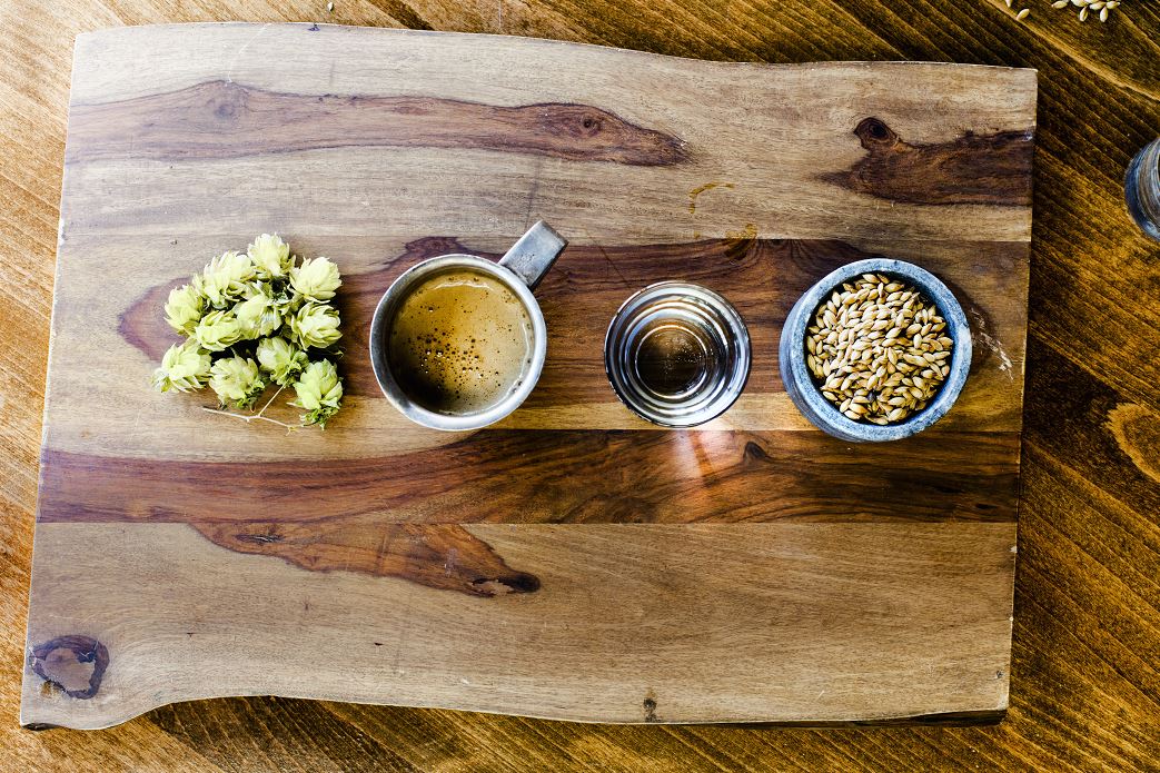 Hops, grain, water, and beer