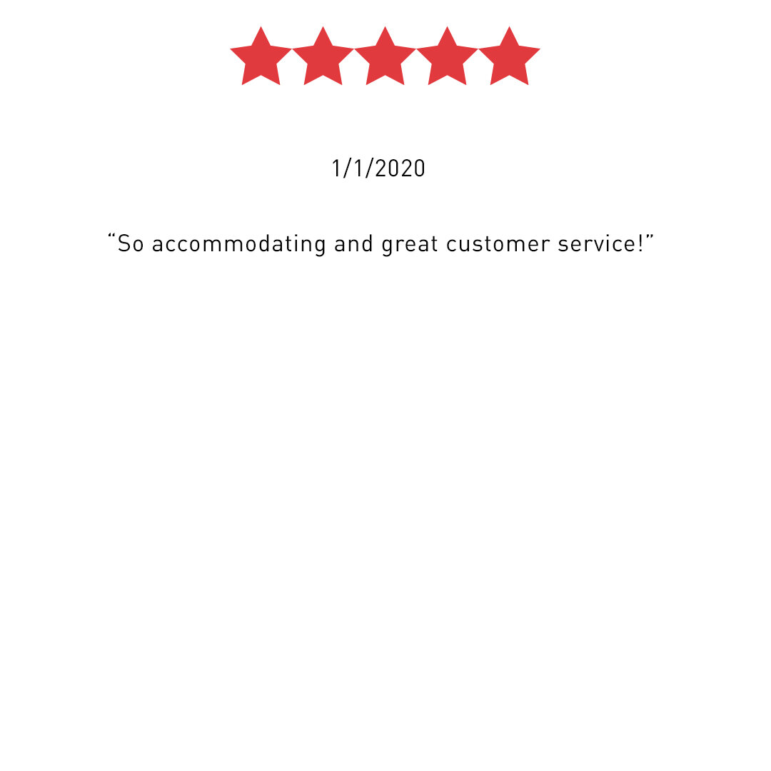 5-Star Review January 1, 2020: So accommodating and great customer service!