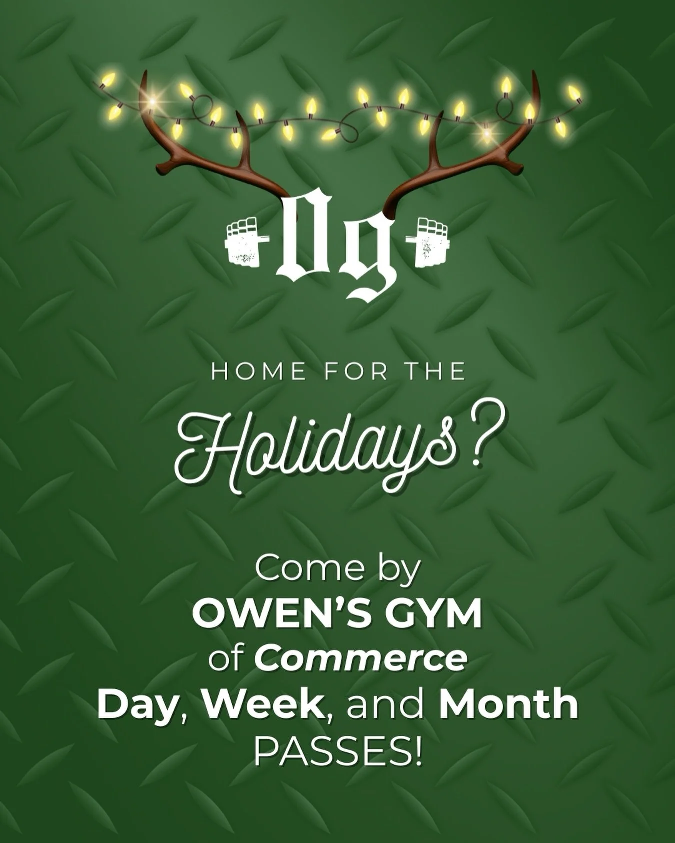 Home for the holidays doesn&rsquo;t mean pressing pause 🎅 💪
Bring your loved ones or workout partner and enjoy full 24/7 access
Day &bull; Week &bull; Month passes available ✅
#theog #owensgym