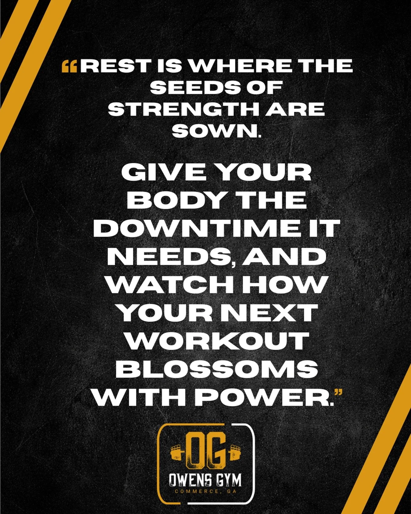 A little R&amp;R is essential for the gains! #owensgymofcommerce #fitnessmotivation #mondaymotivation #gym