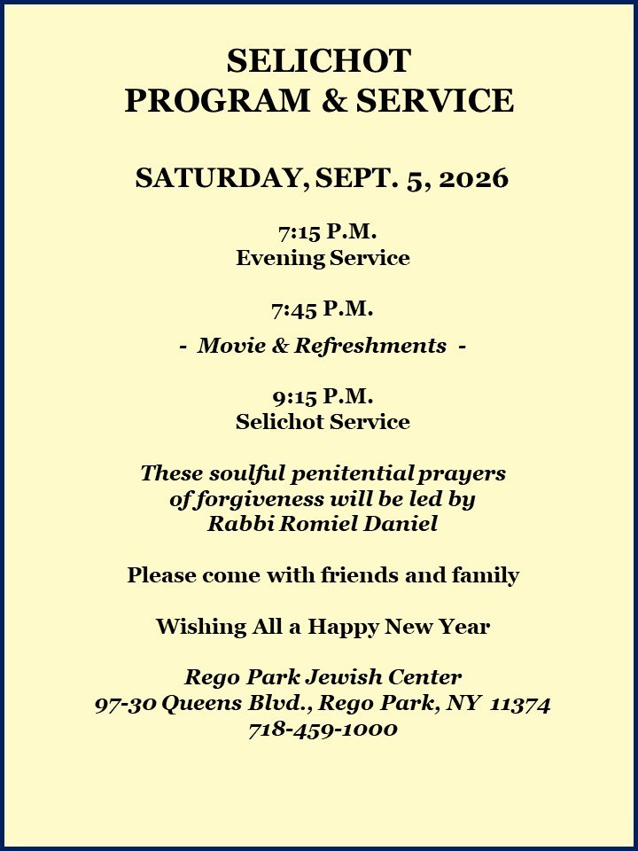Selichot Service - Sept. 5