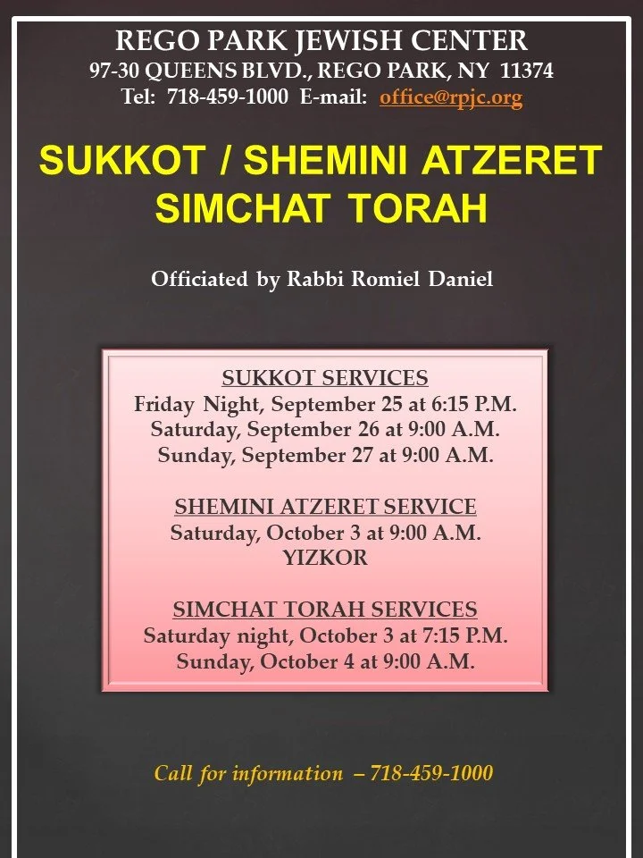 Hoshana Rabah, Shemini Atzeret &amp; Simchat Torah