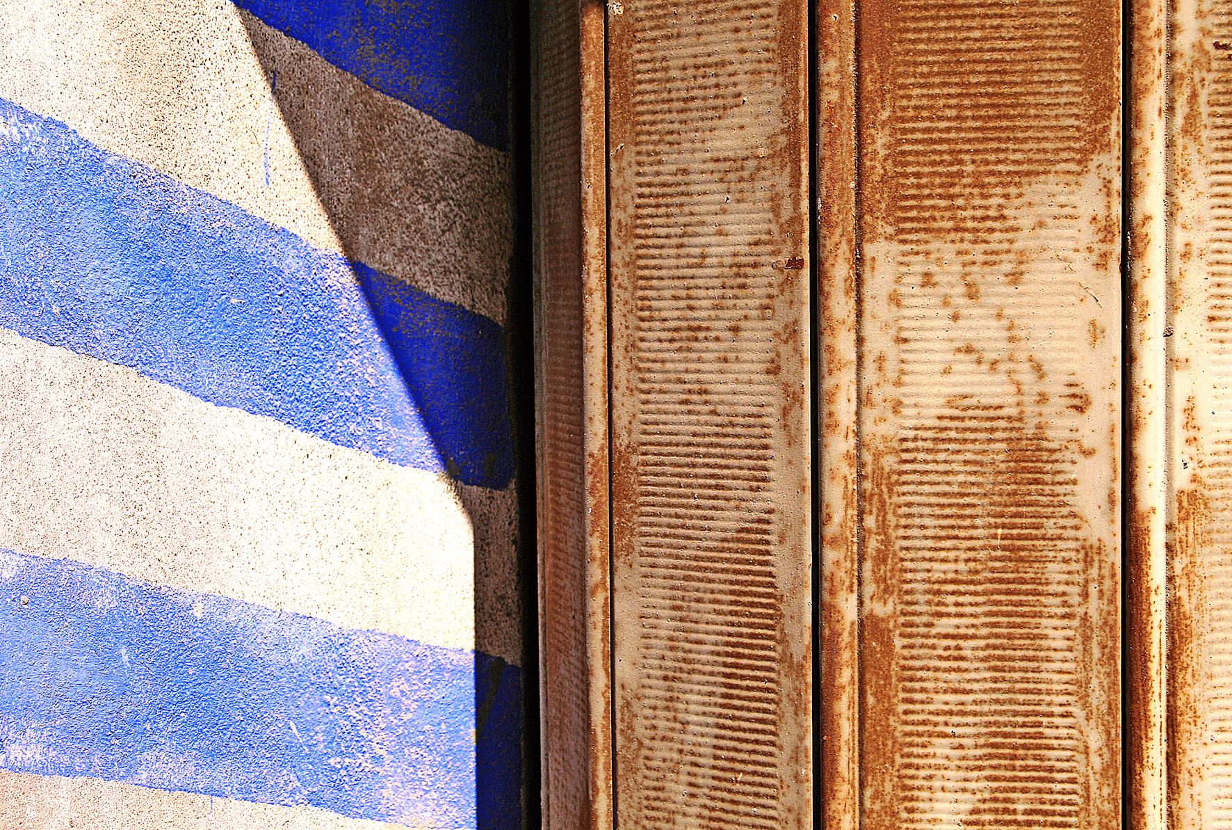 Blue and White Stripes with Rusty Shutter, Porto Venere