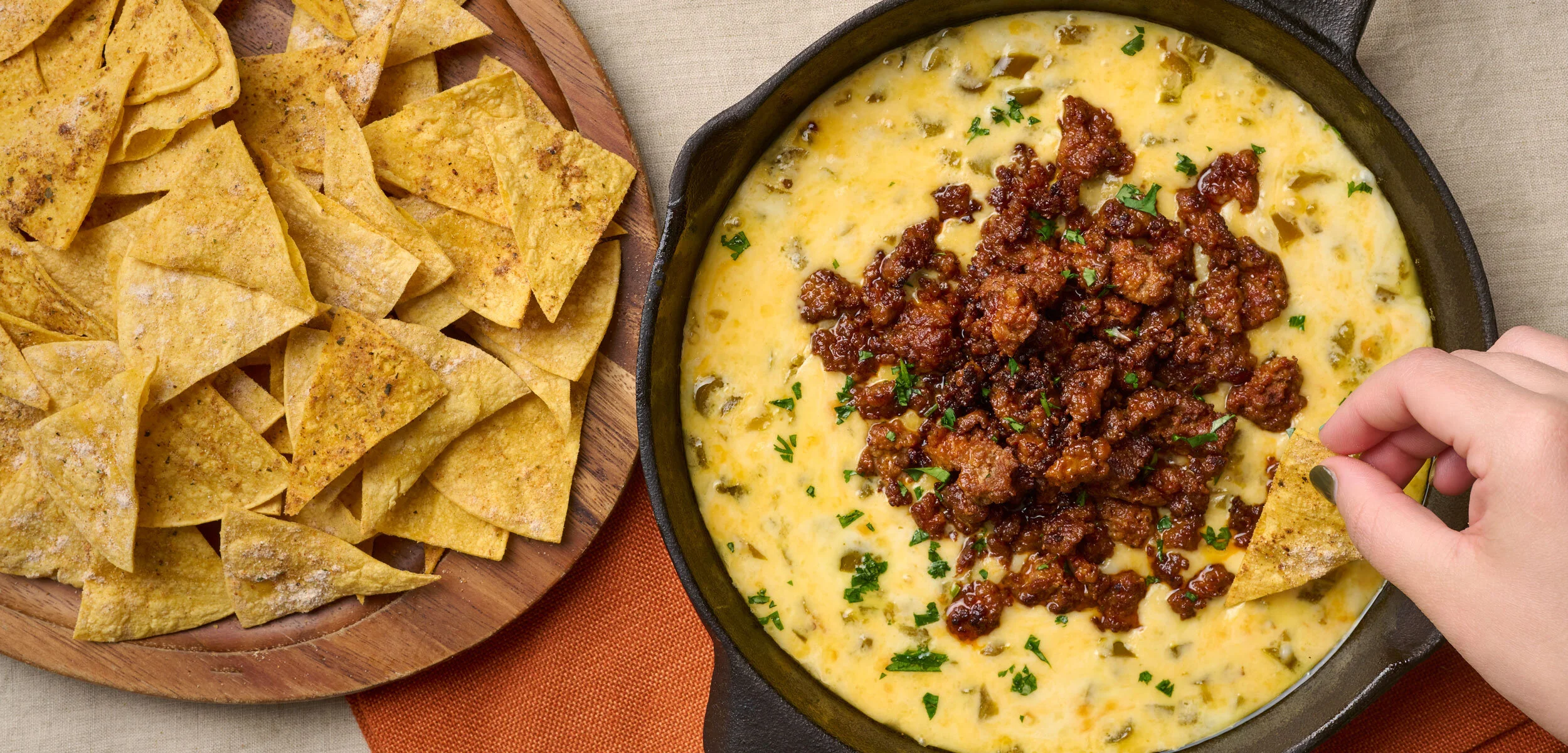 Chorizo Queso with Chili-Ranch Chips — Half & Half Magazine