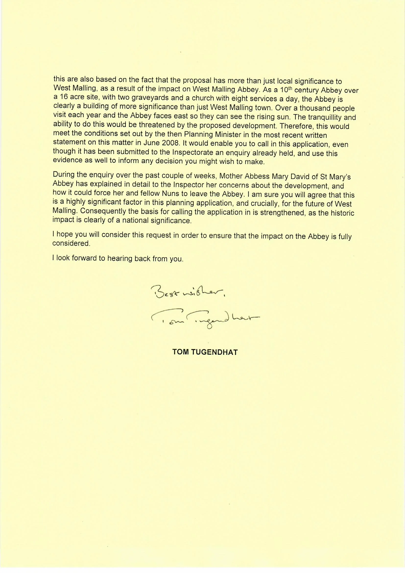 20190905 - Tom Tugendhat to Robert Jenrick, Land east of Lavenders Road and Swan Street, St Mary's Abbey - call in request0003.jpg