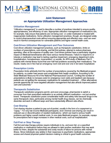 Joint Statement on Appropriate Utilization Management Approaches