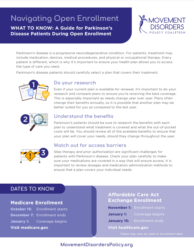 Navigating Open Enrollment - WHAT TO KNOW: A Guide for Parkinson’s Disease Patients During Open Enrollment