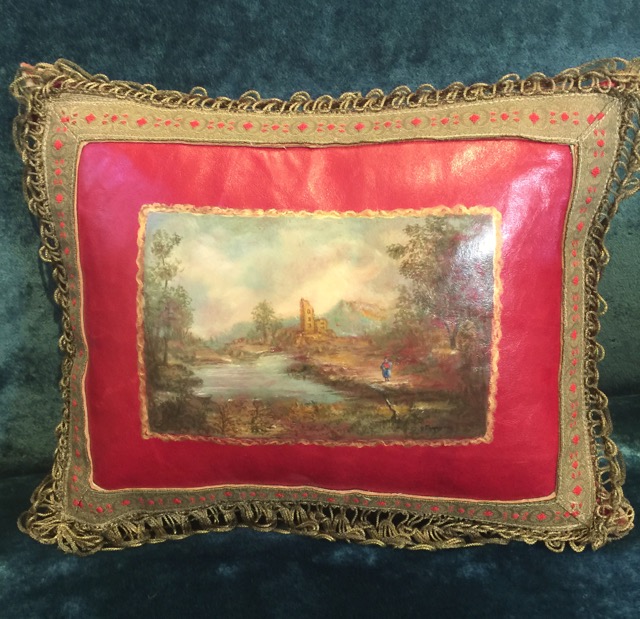 Red Framed Landscape Pillow from the Masterpiece Collection by Jennifer Chapman