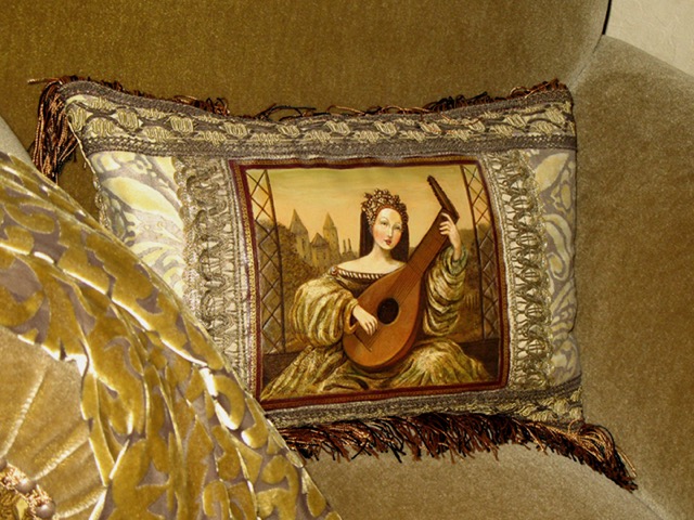 Lady with Lute Pillow from the Masterpiece Collection by Jennifer Chapman