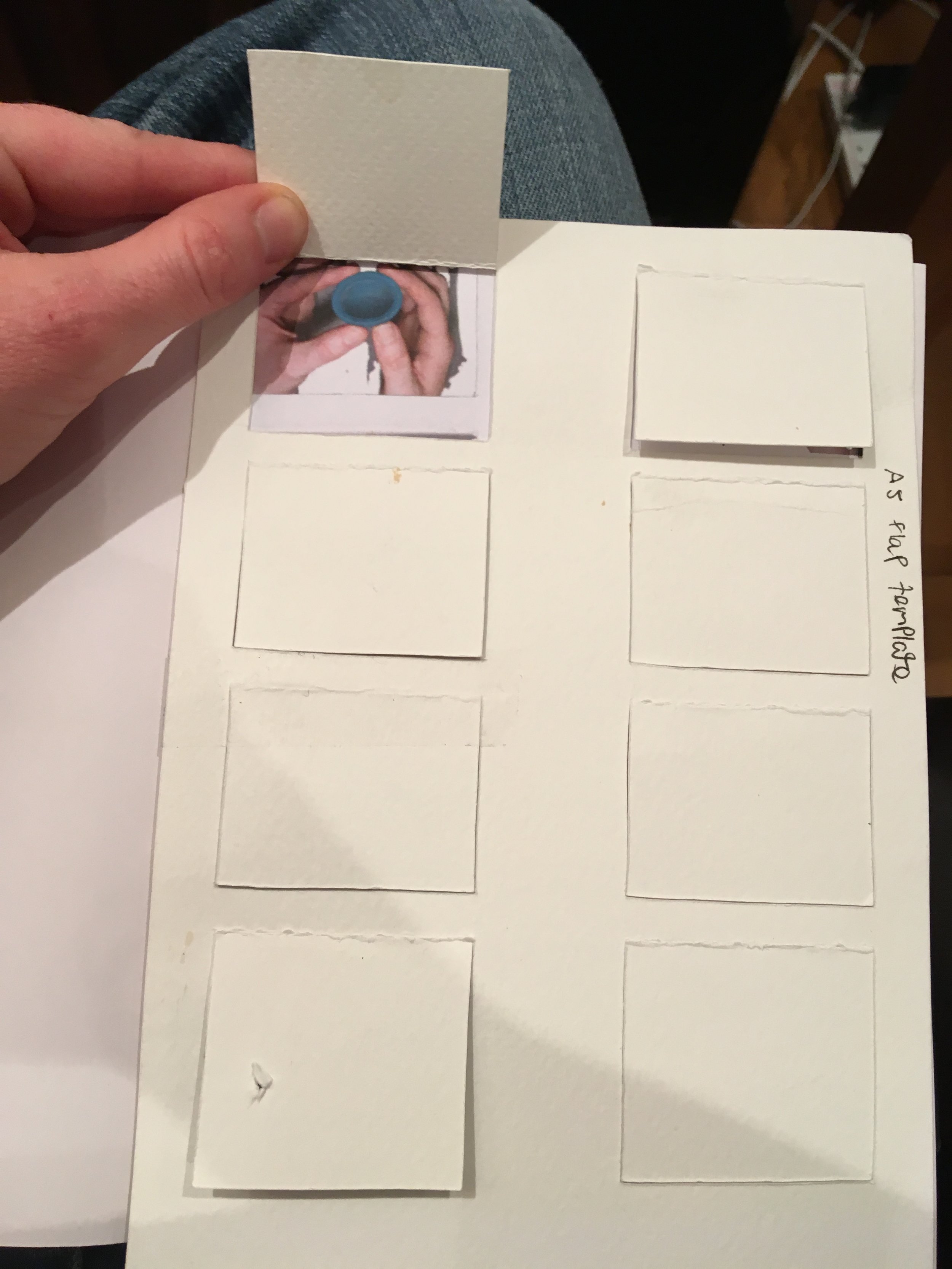 Photo of a prototype of the flap frame for my periods book.