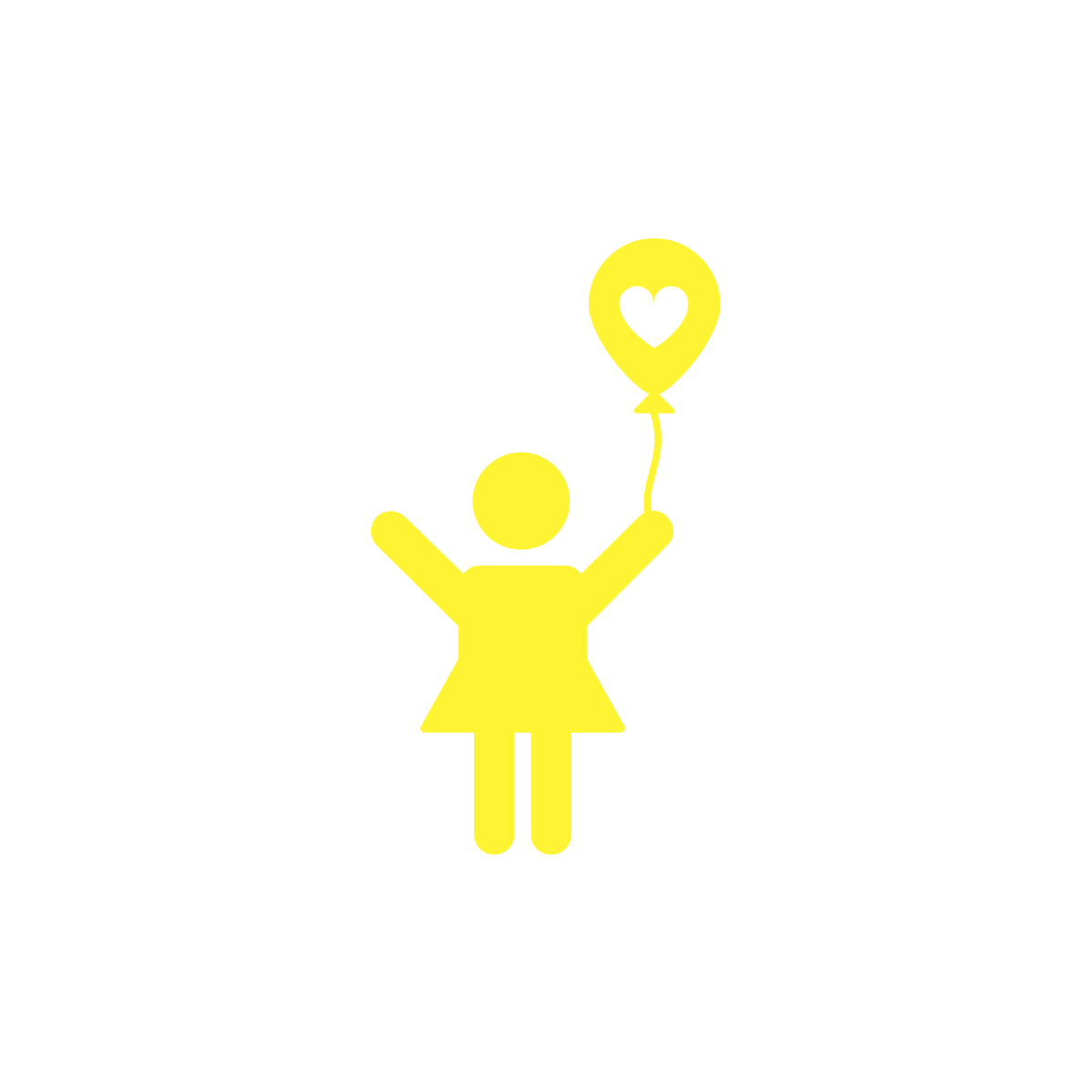 girl with balloon with a heart in the middle