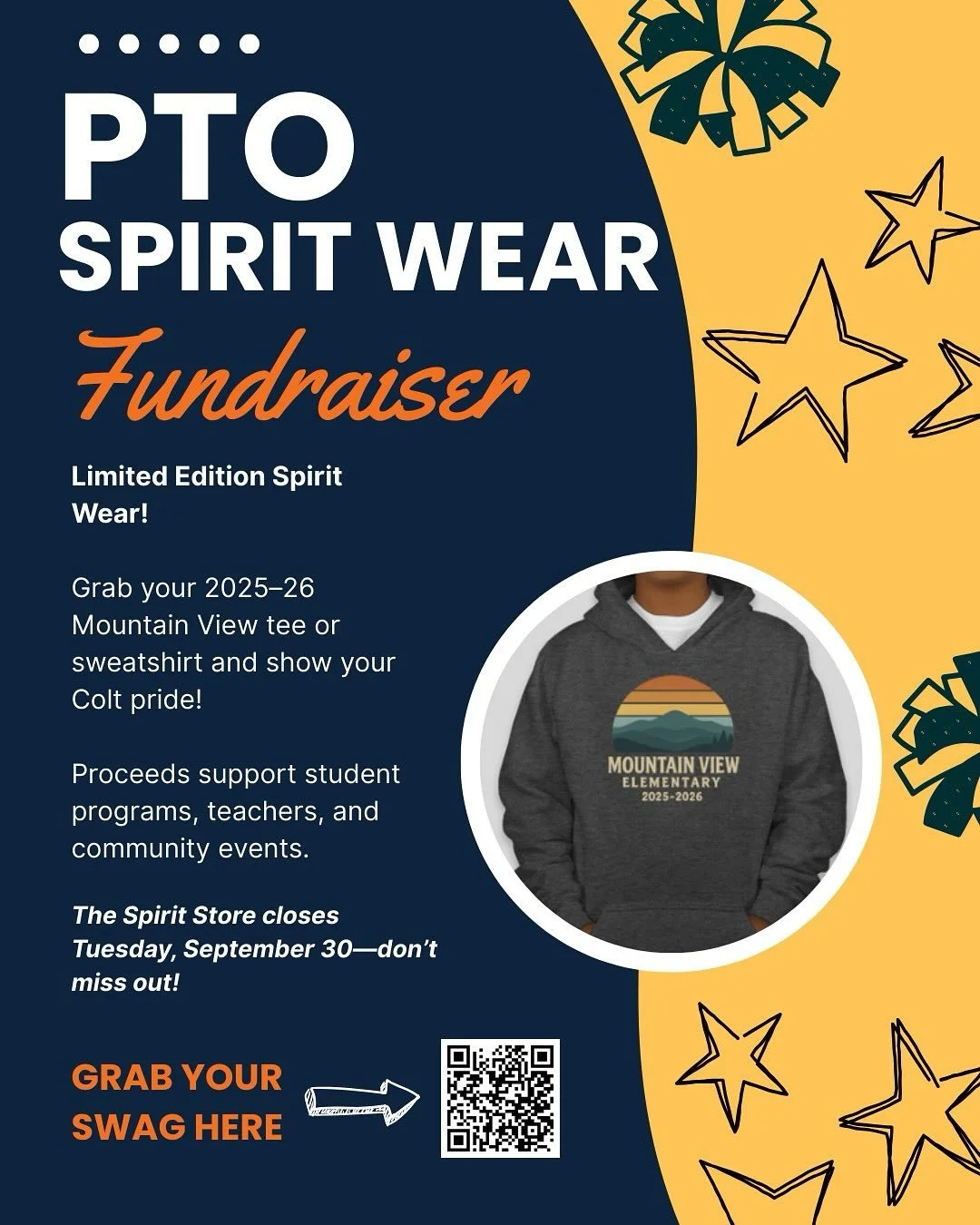 🎉 Show your Colt pride with Mountain View Spirit Wear! 🎉

Our 2025&ndash;26 limited-edition tees &amp; sweatshirts are here, but only for a short time. Every purchase helps support student programs, teachers, and community events. 

The Spirit Stor
