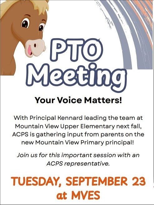 Join us for the September PTO Meeting! Come learn about upcoming events, discover ways to get involved, and share your voice.

This month, we&rsquo;ll be joined by Jason Sears, ACPS Director of Talent, who will be gathering input on the hiring of our