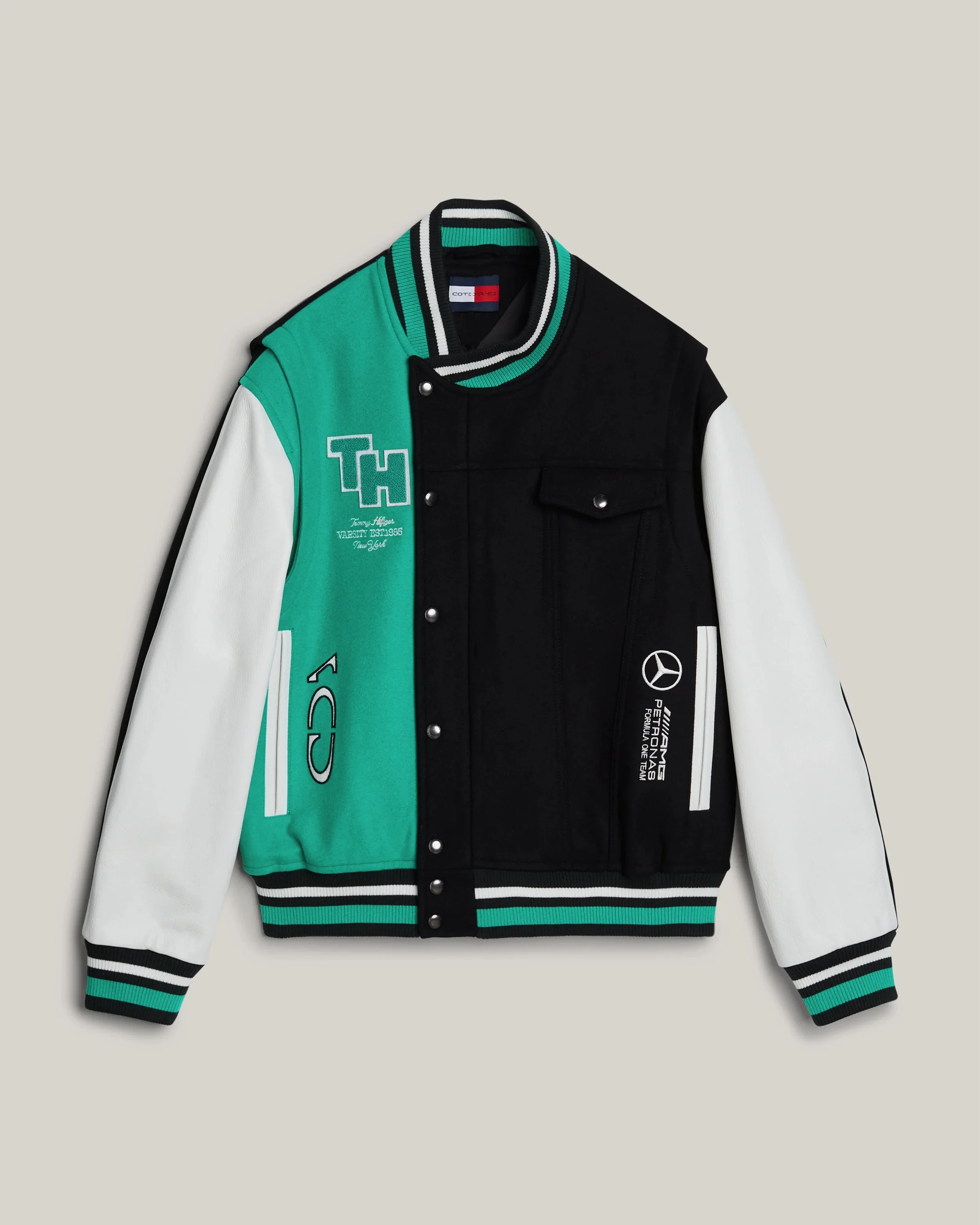 TH x MBF1 x CR BLACK VARSITY JACKET — COTTE D'ARMES