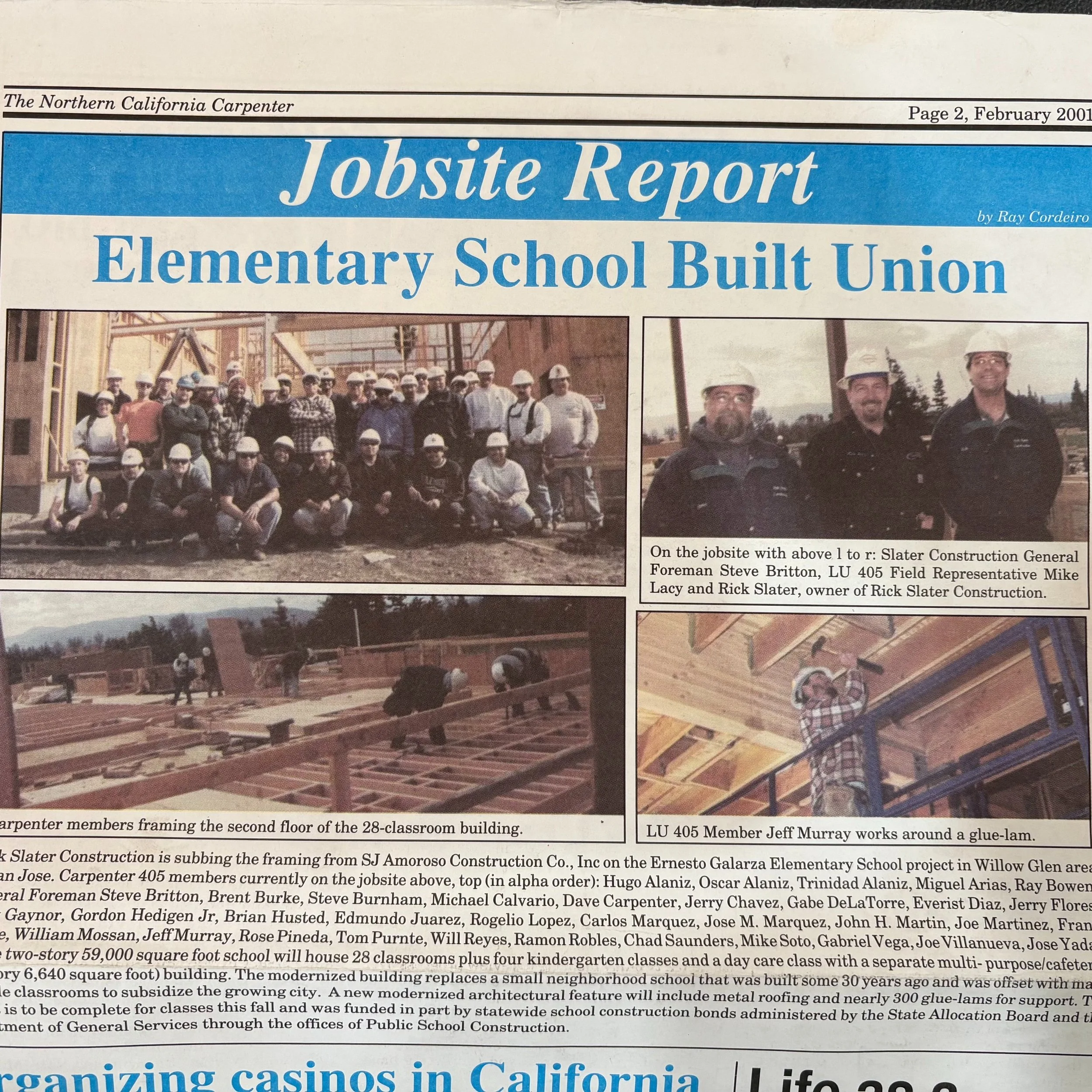 Throwback to 2001. The Rick Slater Construction crew on the Ernesto Galarza Elementary School project.