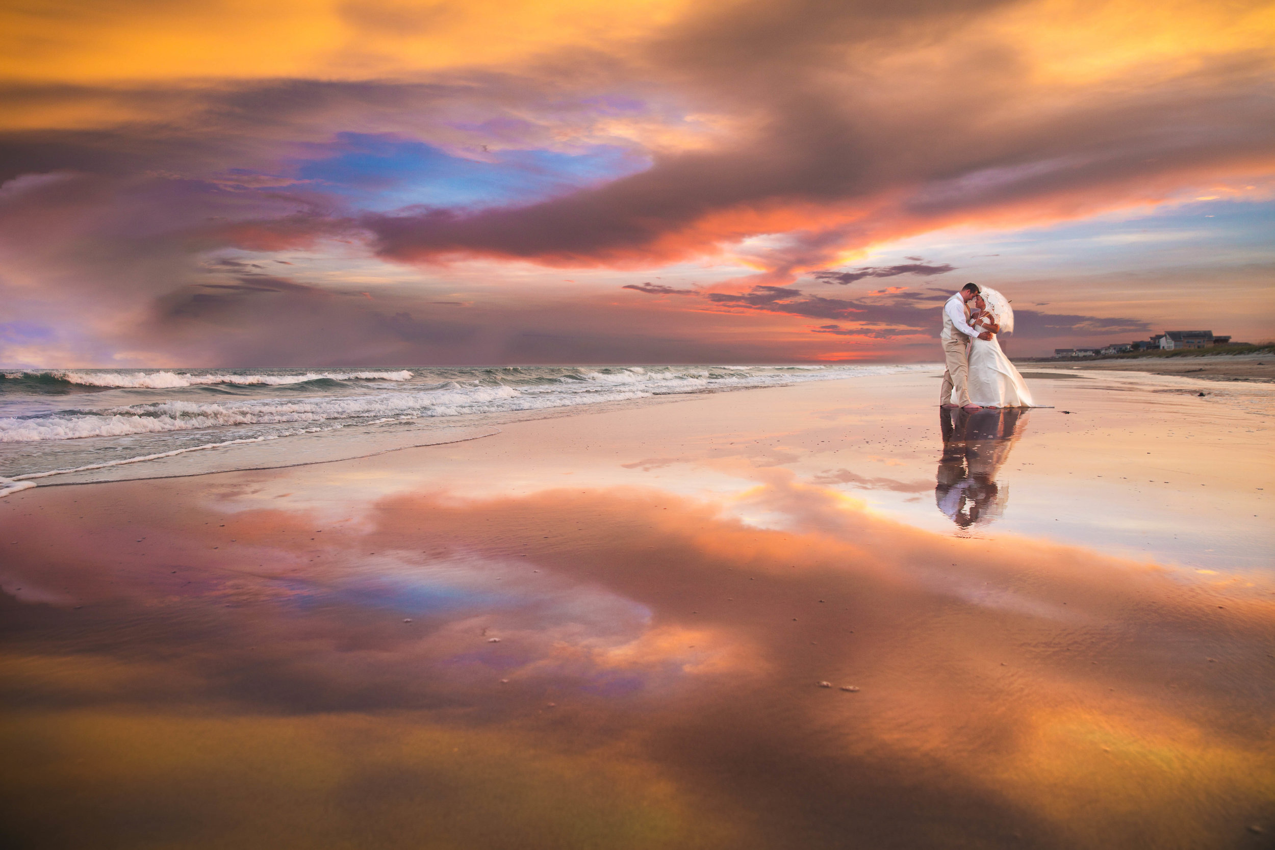  Astounding HDR photo of bride and groom embracing on the waterfront 