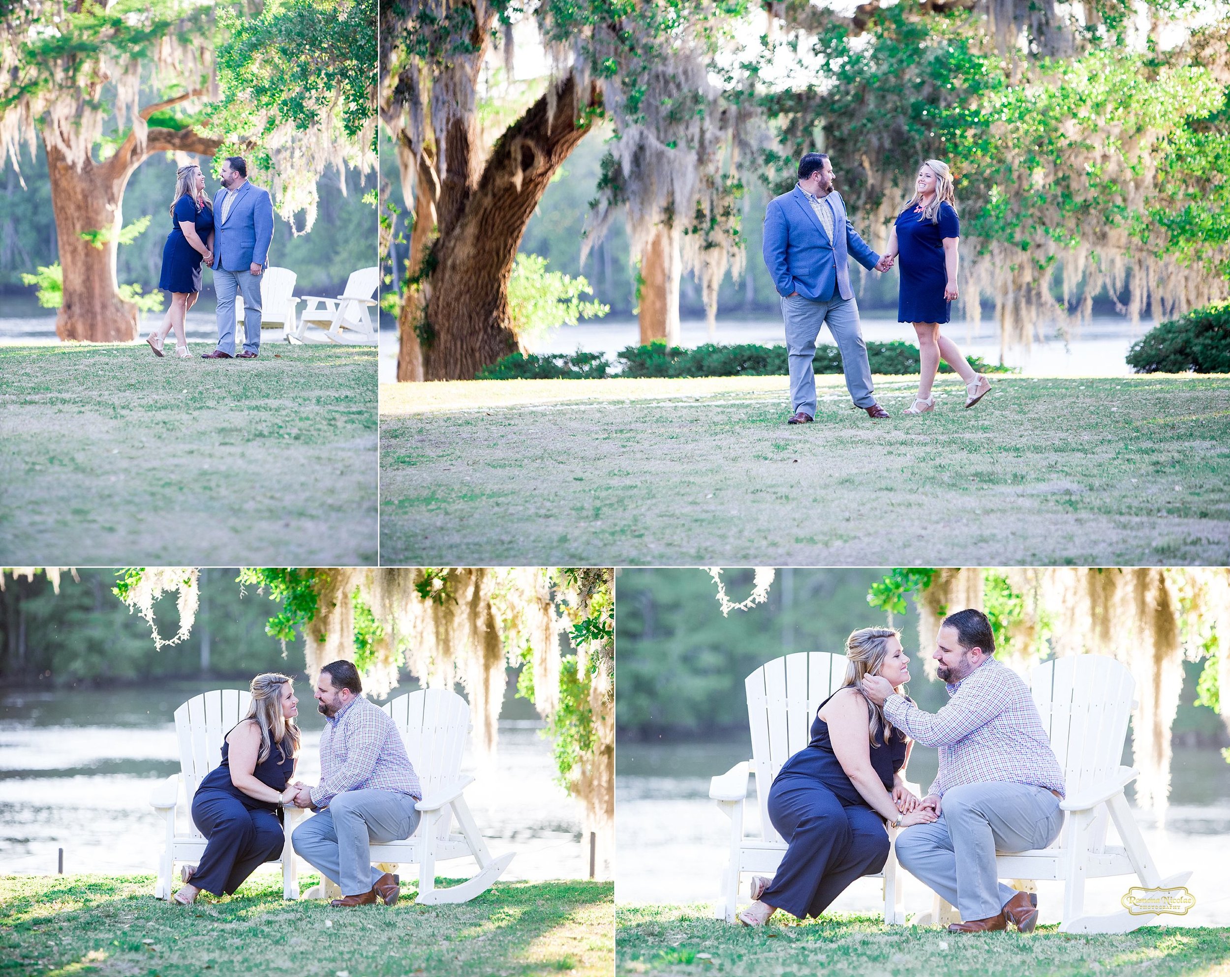 wachesaw plantation engagement sitting on white rocking chairs photographed by ramona nicolae in murrells inlet.jpg