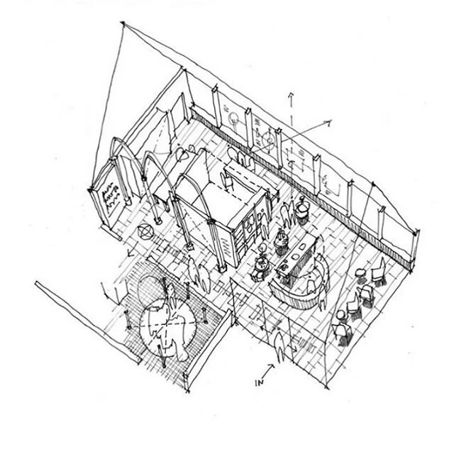 One of the biro sketches prepared as part of an invited competition for a new Speyside Distillery. It&rsquo;s an absolute pleasure to be able to collaborate with @organic_architects bringing ideas &amp; designs together.