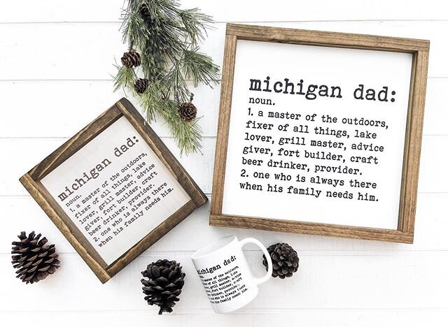 Looking for unique gift for your dad? 😉 We got some goodies for you! Our &ldquo;Michigan Dad&rdquo; design is available in a mug and two different sign options in our Etsy shop, just in time for Father&rsquo;s Day!