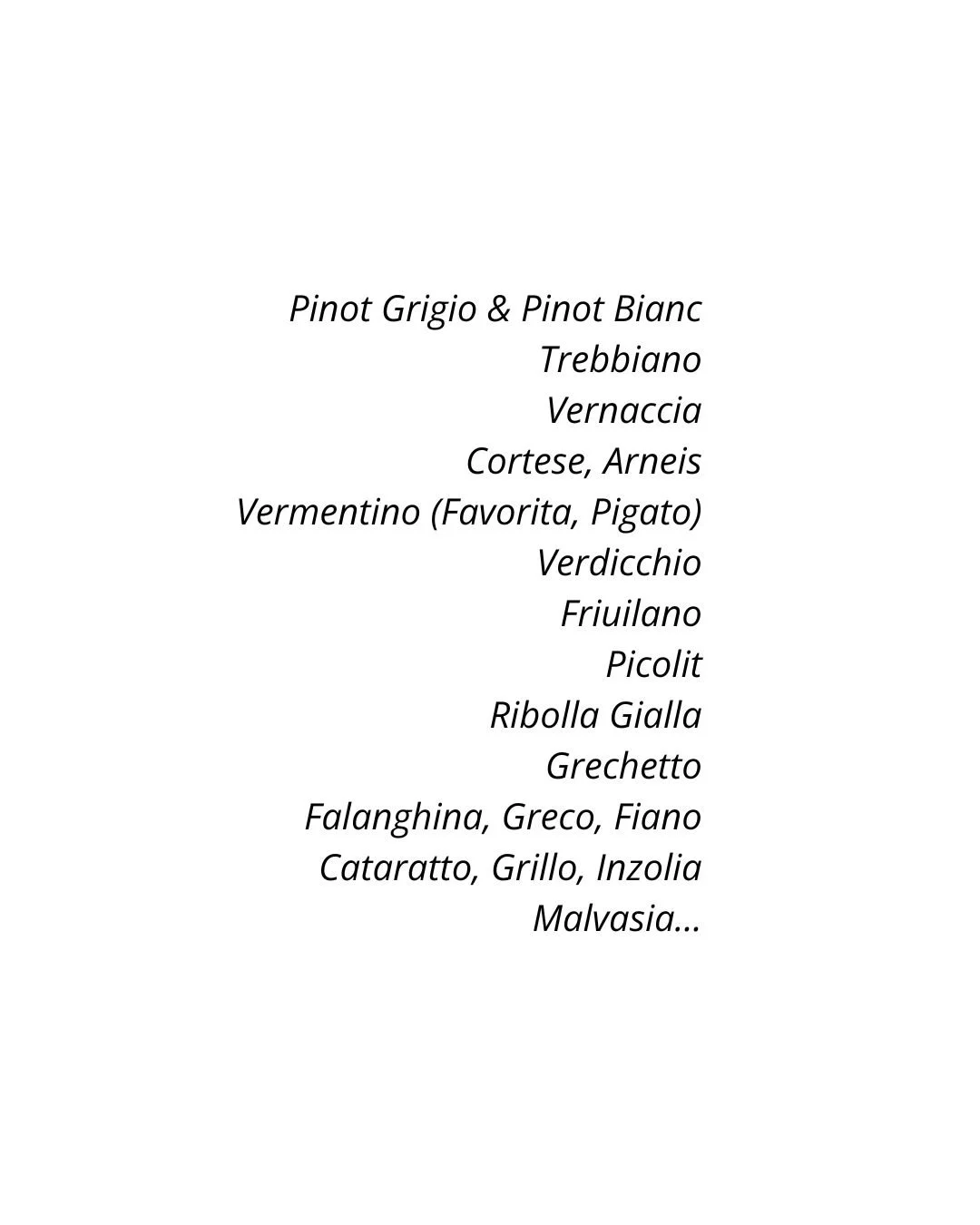 Italian White Grape Varieties