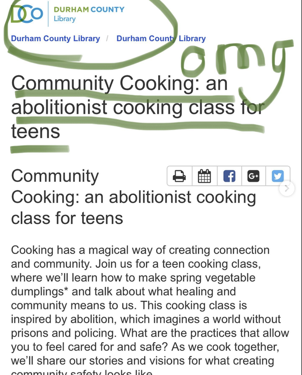 abolitionist teen cooking class