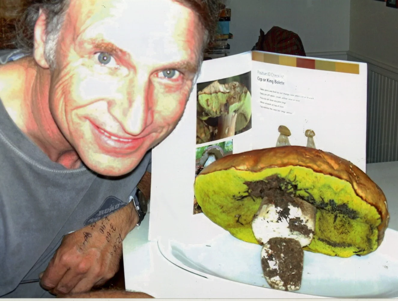 Matt posing with mushroom he foraged in Colorado